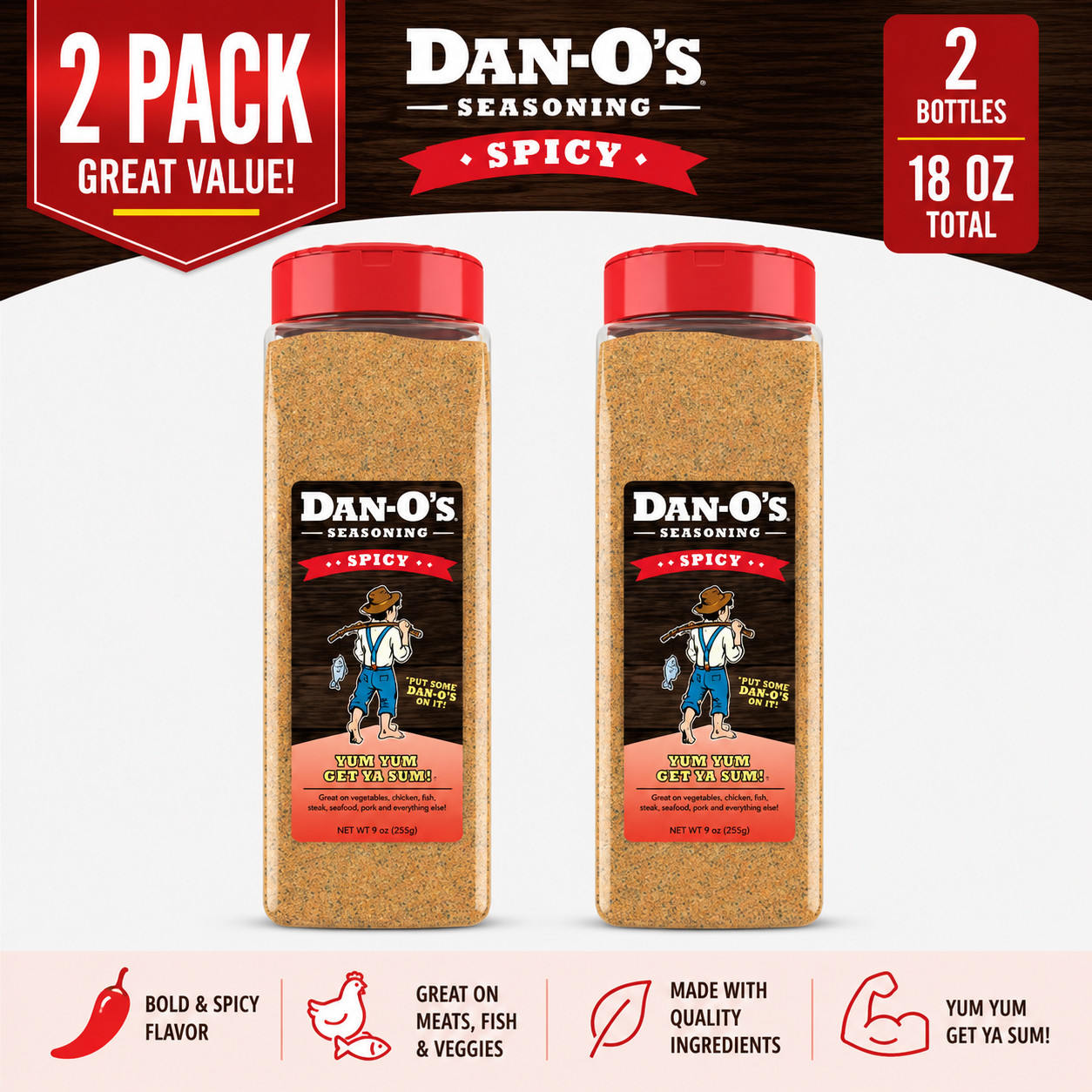 2-Pack Dan-O’s Spicy Seasoning 20 oz.
