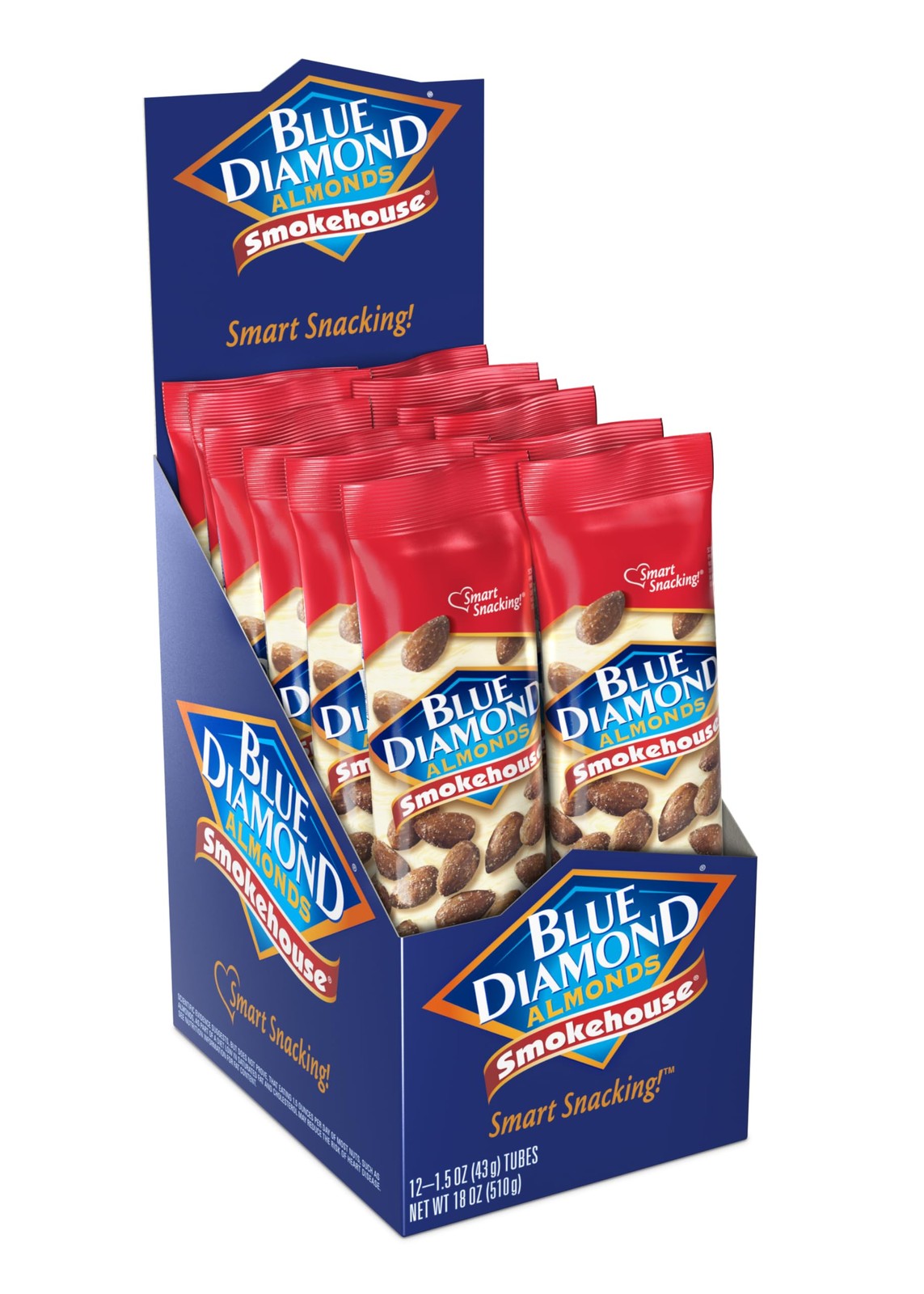Smokehouse Flavored Almonds, Single Serve Snack Bags, 1.5 Oz, Pack of 12