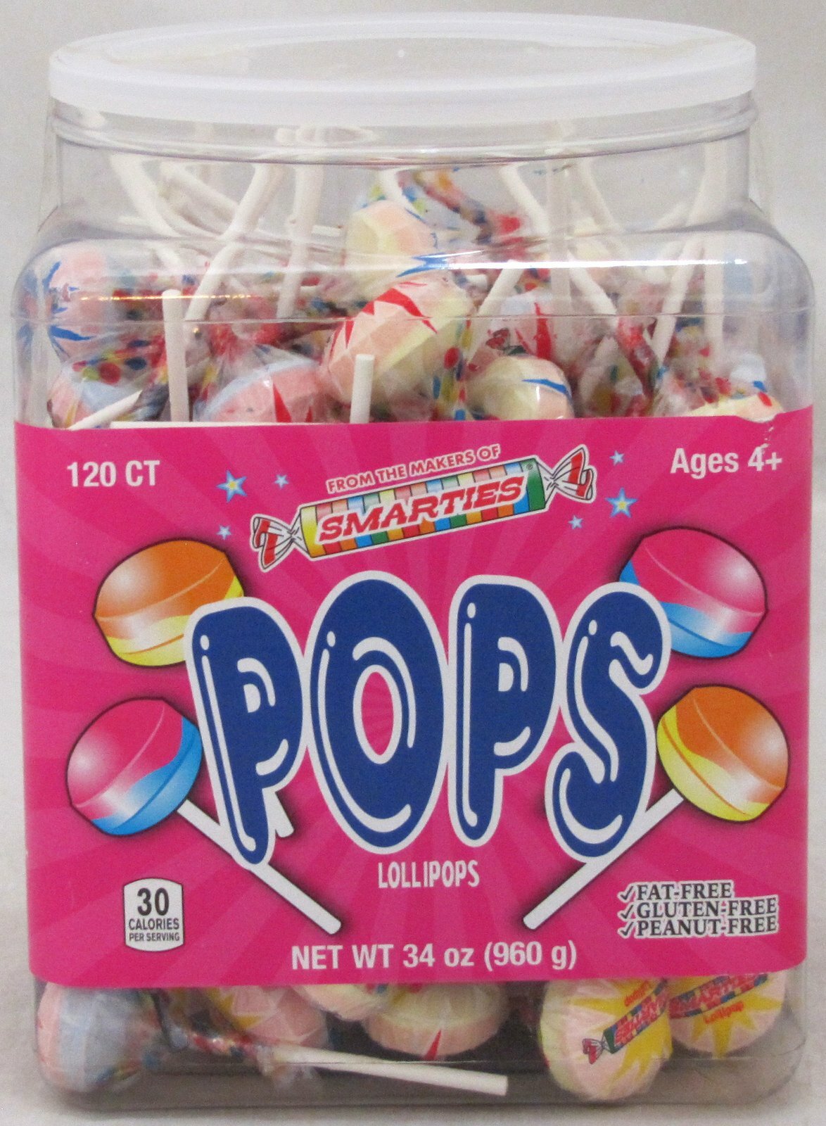 Smarties Double Lollies Pops Candy 120 Ct Tub Suckers Lollipops Bulk OVER 2 LB