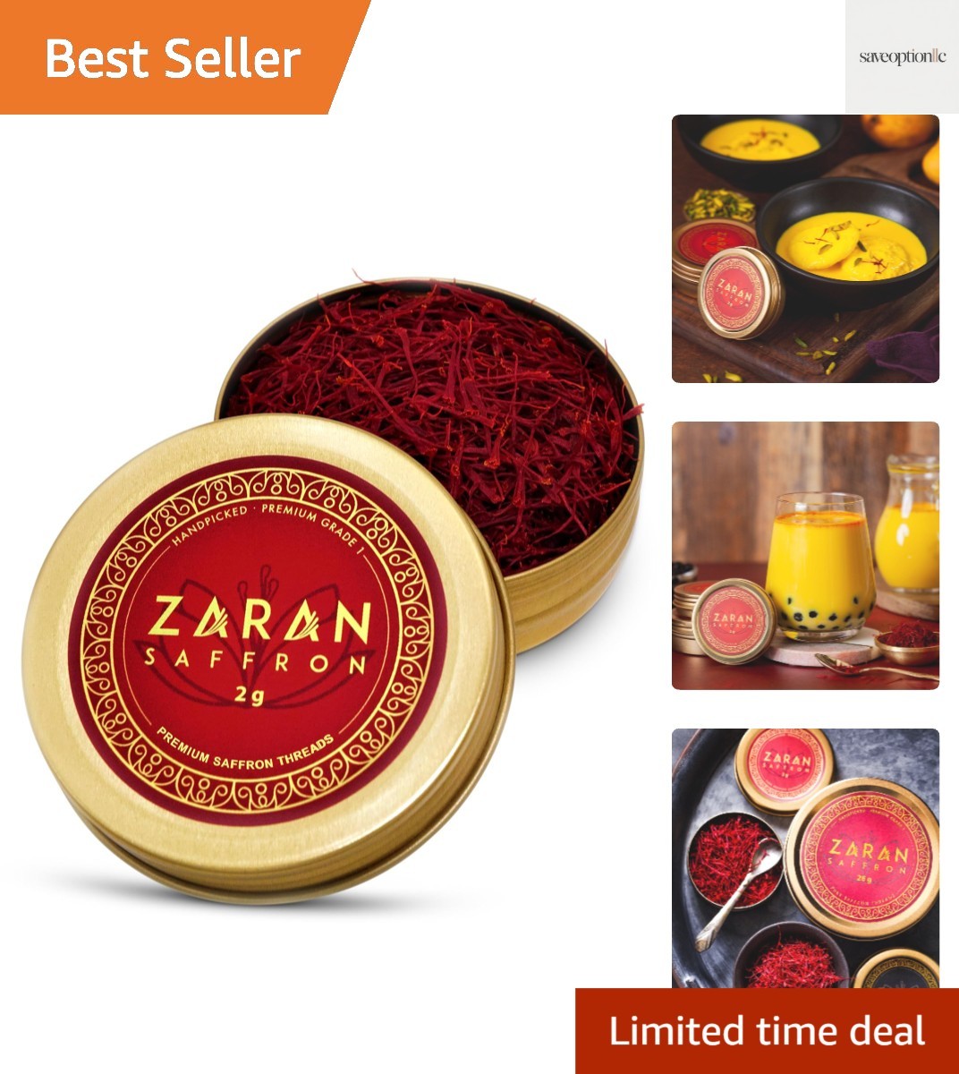 Superior Quality Saffron Spice – 2g Super Negin Threads for Paella and Risotto