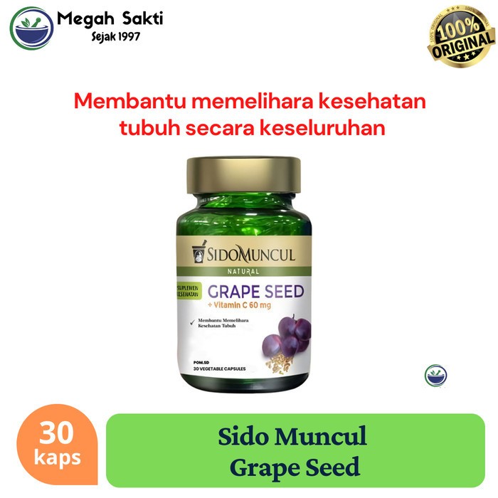 Natural Grape Seed + Vitamin C 60mg 30 Capsules antioxidant wellness blend