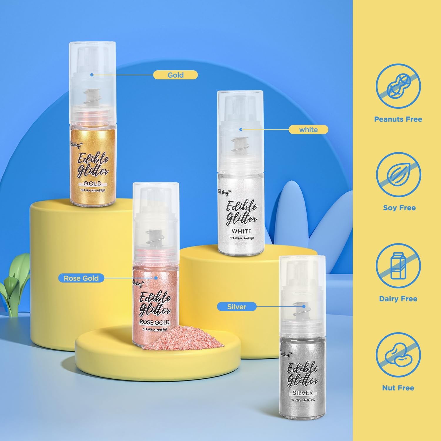Shimmer Gold Edible Glitter Spray, 5g for