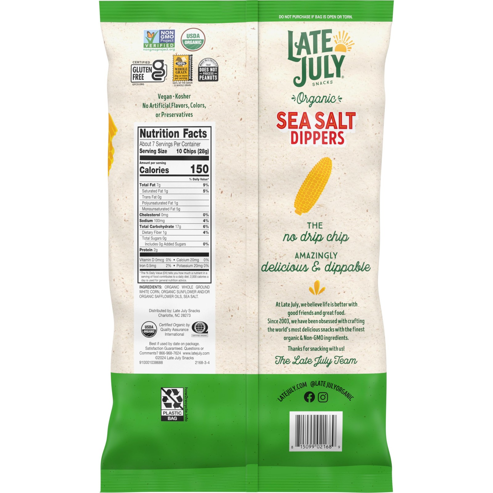 Late July Sea Salt Dippers Organic 7.4 Ounce (Pack of 1),