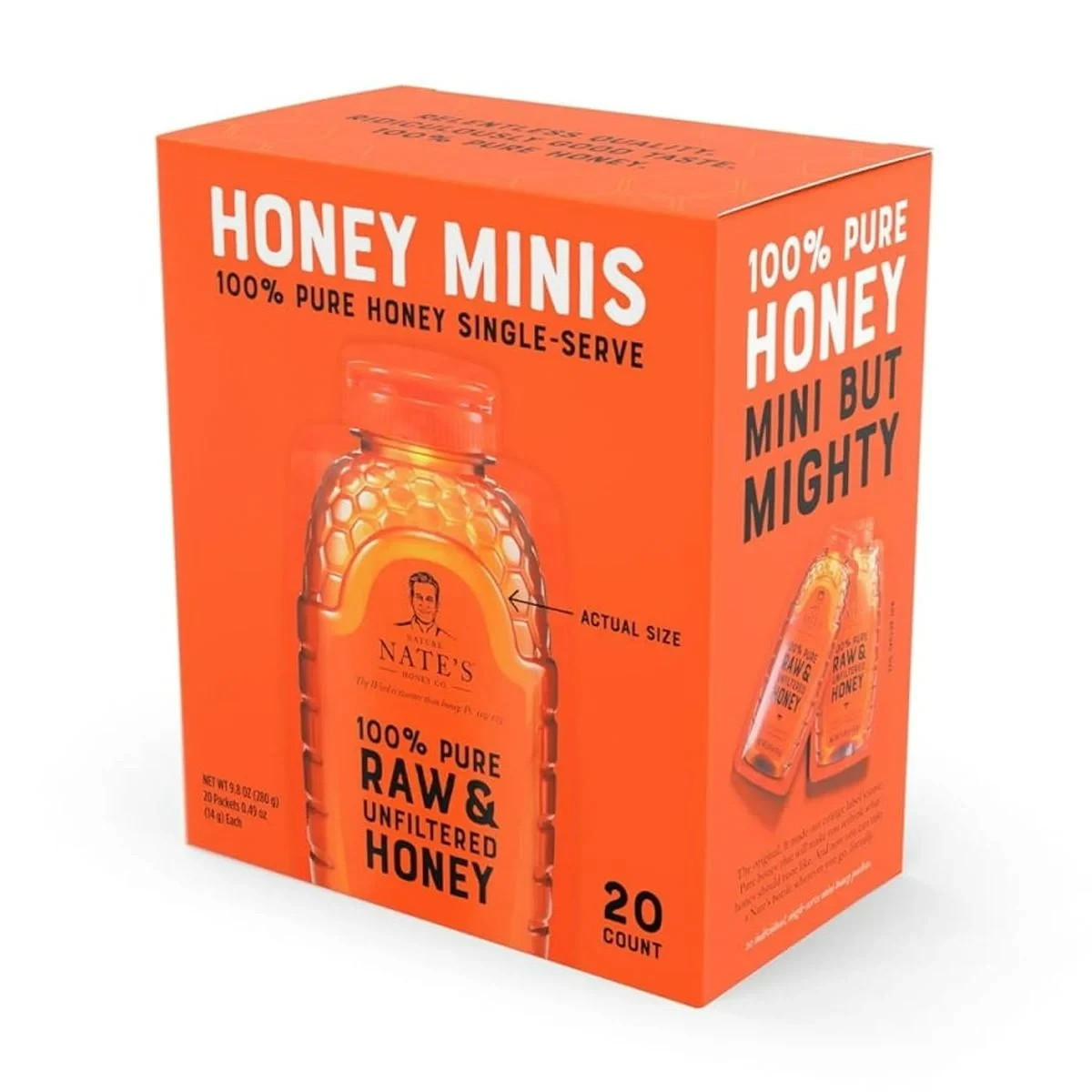 Nature Nate’s Honey Minis 100% Pure Raw and Unfiltered Honey 20 Single Serve New