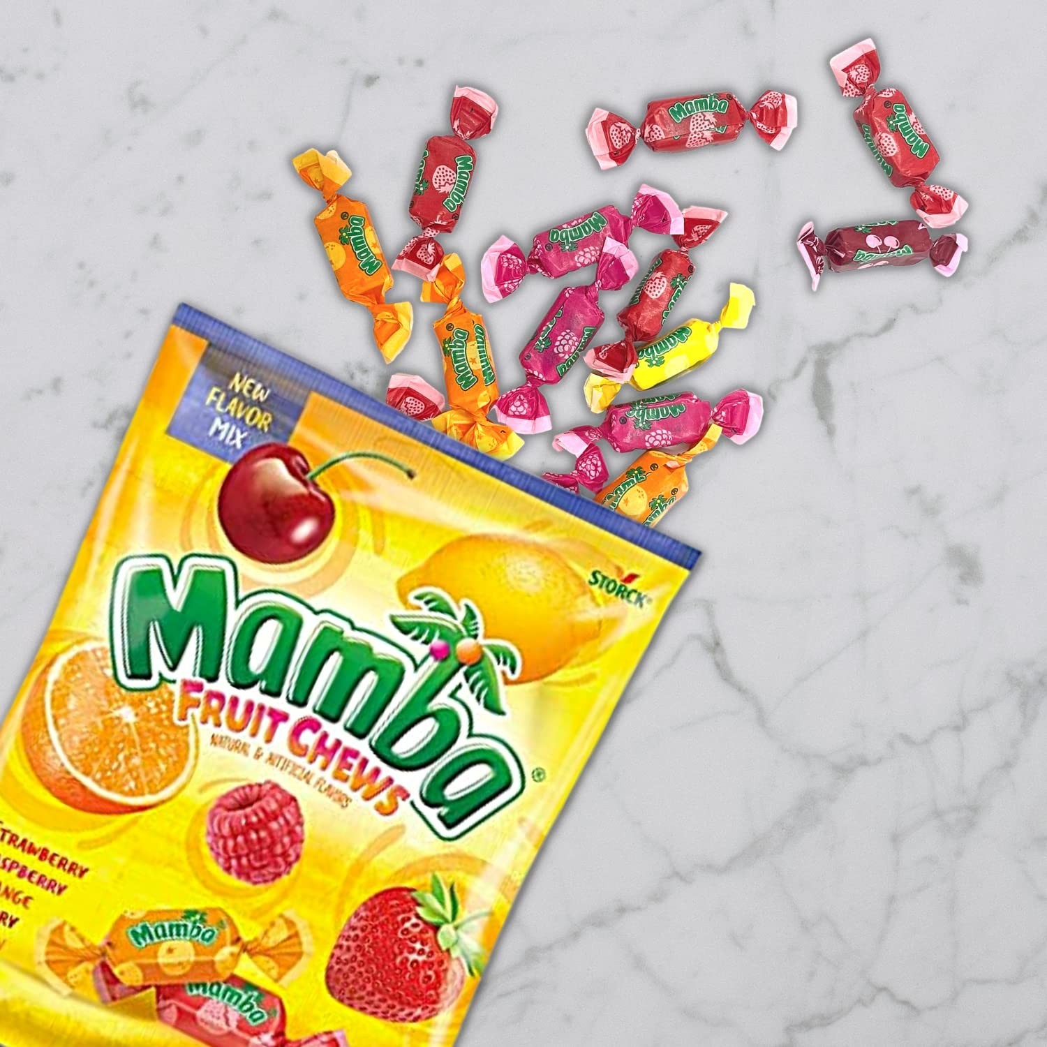 Mamba Fruit Chews Assorted, 5 Fruit Flavors Mix, Bulk Chewy Candy (4 Pounds)