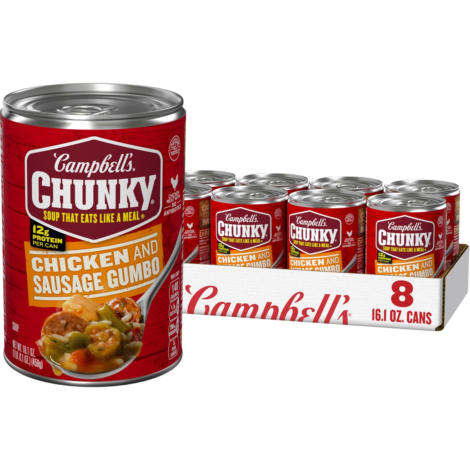 Campbell’s Chunky Soup, Chicken and Sausage Gumbo, 16.1 Ounce (Pack of 8)