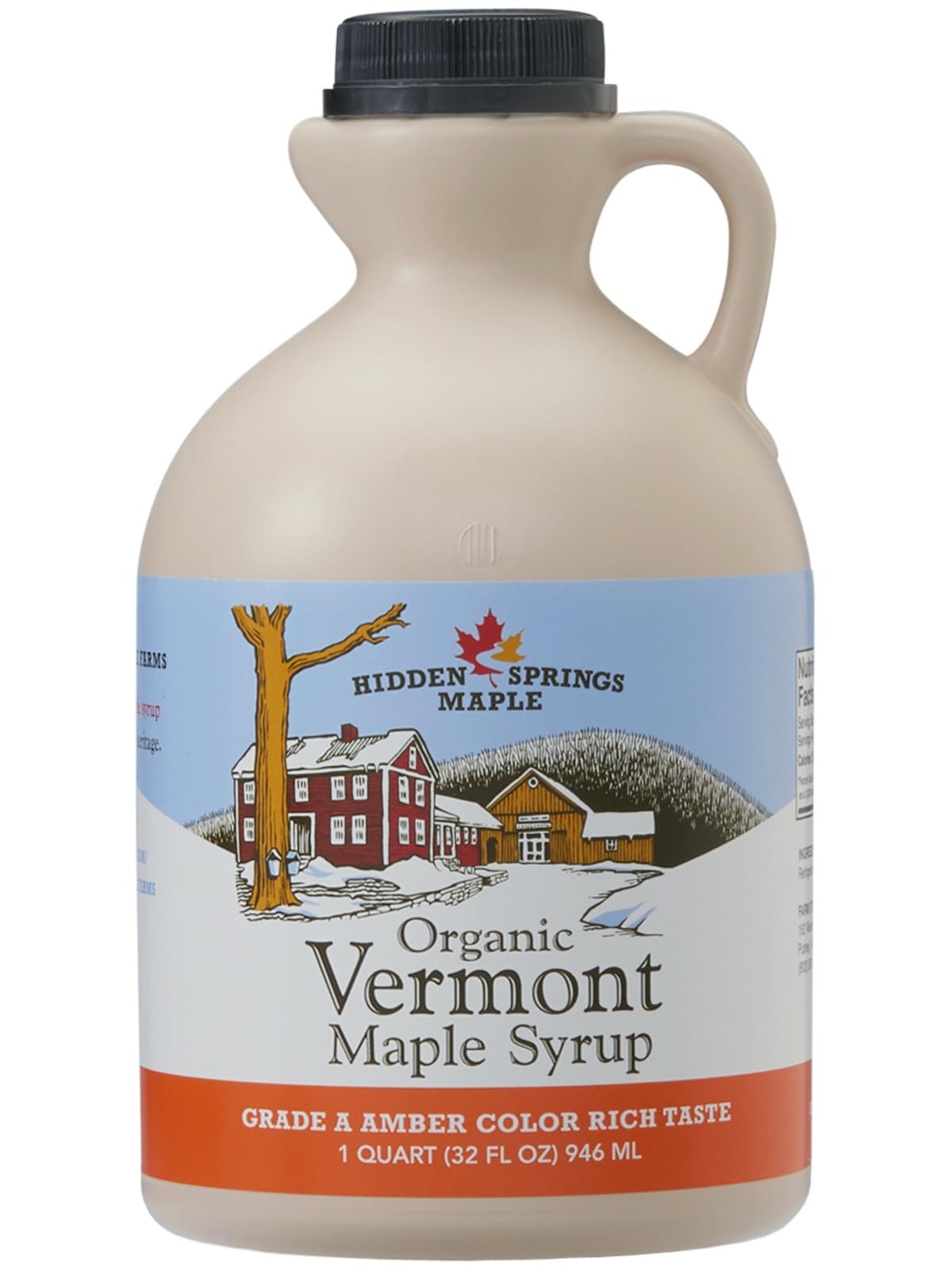Hidden Springs Maple Organic Vermont 32 Fl Oz (Pack of 1), Amber Rich