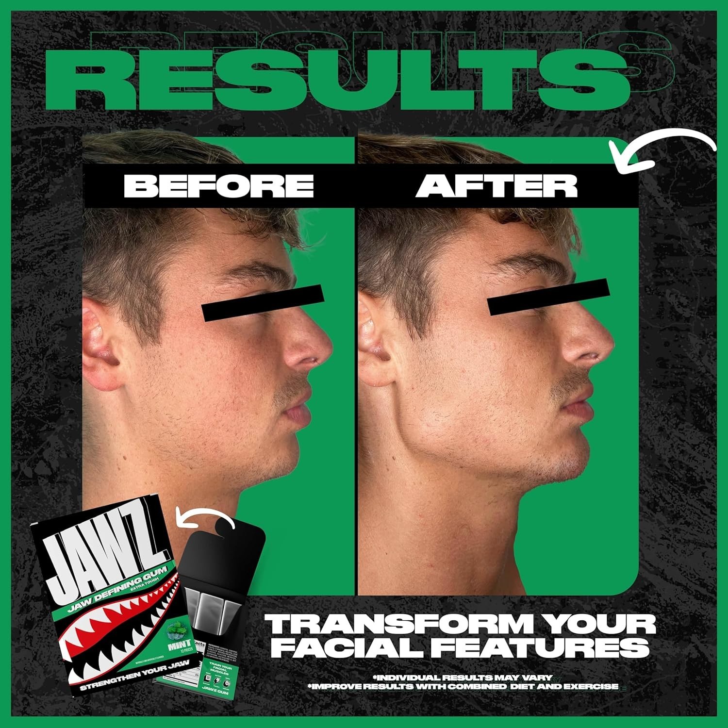 Sugar Free Mint Jawline Chewing Gum 4- Supply Facial Exerciser for Men Women