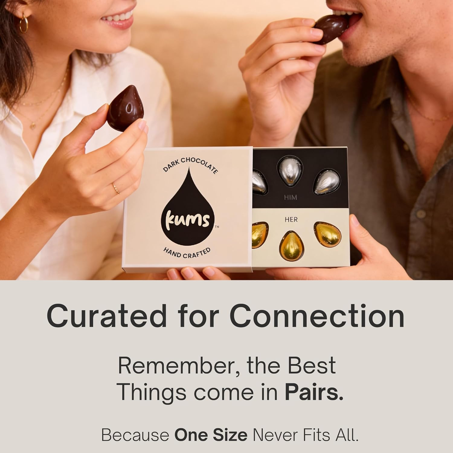 Kums Dark Chocolate Tabs for Couples (1 Box) Premium Dark Tab Chocolate for Men
