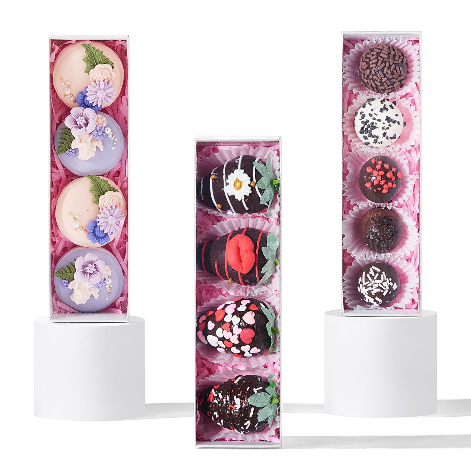 50Pcs 8×2.2×2 Inches Chocolate Covered Strawberry Boxes, Mcaron,Truffle,Chocolat