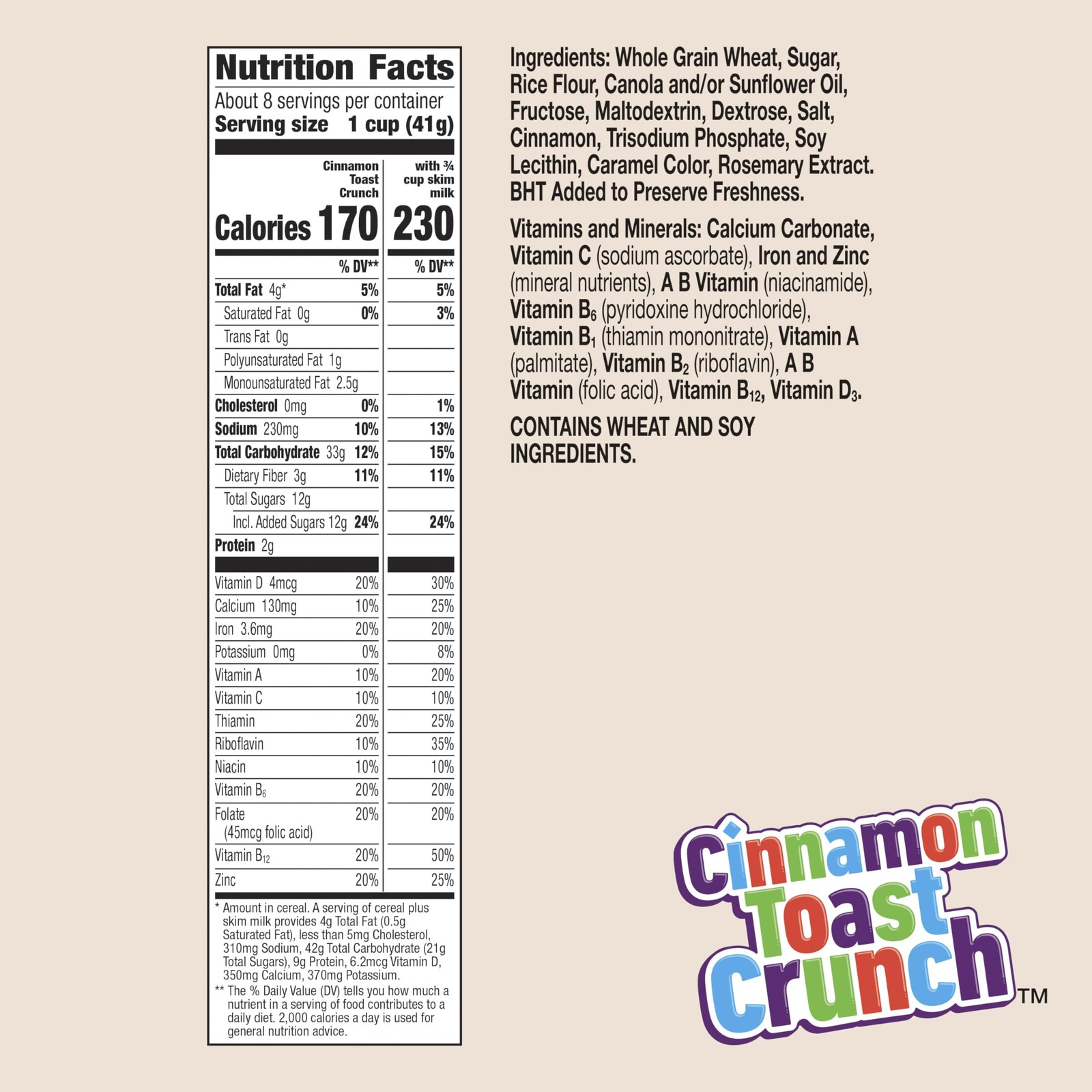 Cinnamon Toast Crunch Breakfast Cereal Sweet Treat, Crispy Cinnamon Cereal, 1…