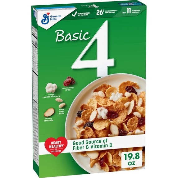Basic 4 Heart Healthy Cereal Fruit & Nut Whole Grain 19.8 oz 1 or 2 Pack
