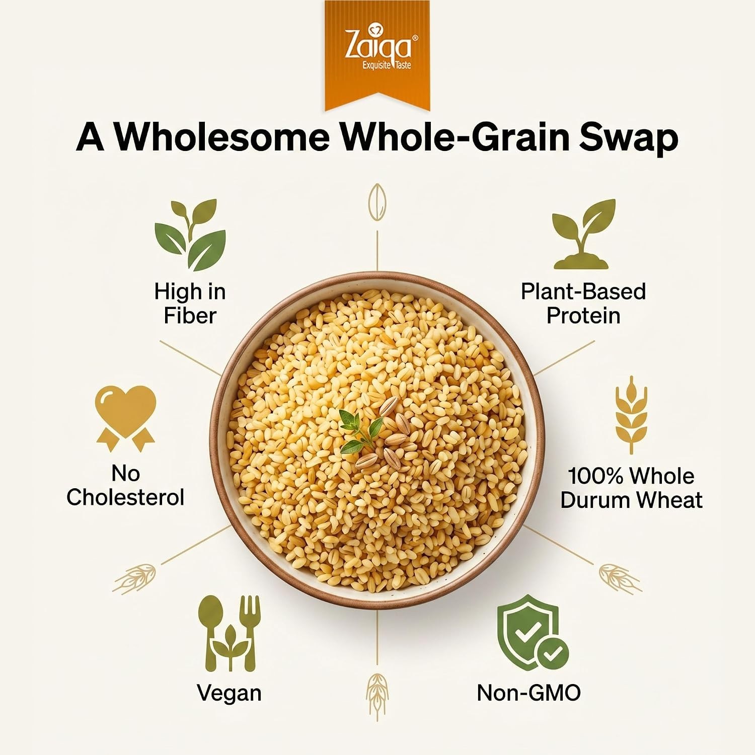 Nutrient-Dense Zaiqa Bulgur Wheat 2LB – , Non-GMO, Fast Cooking Grain