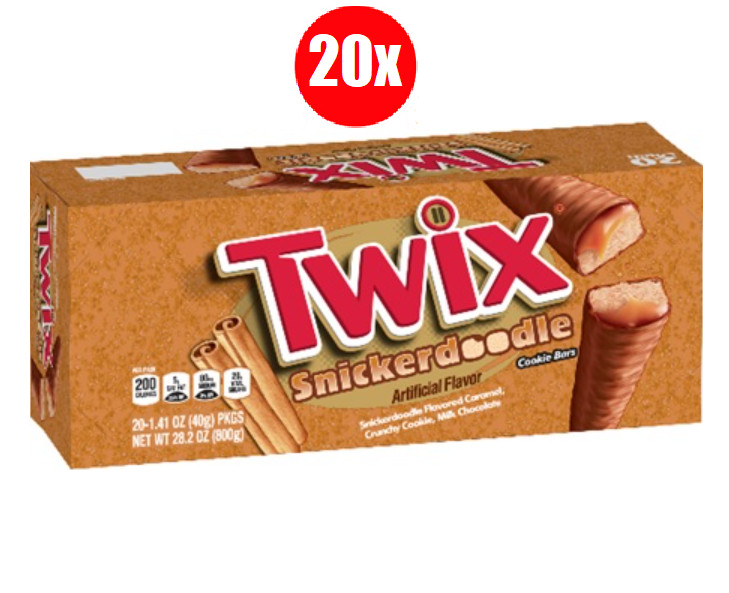 Full Box 20x Packs TWIX Snickerdoodle Cookie Chocolate Candy Bars – 1.4oz