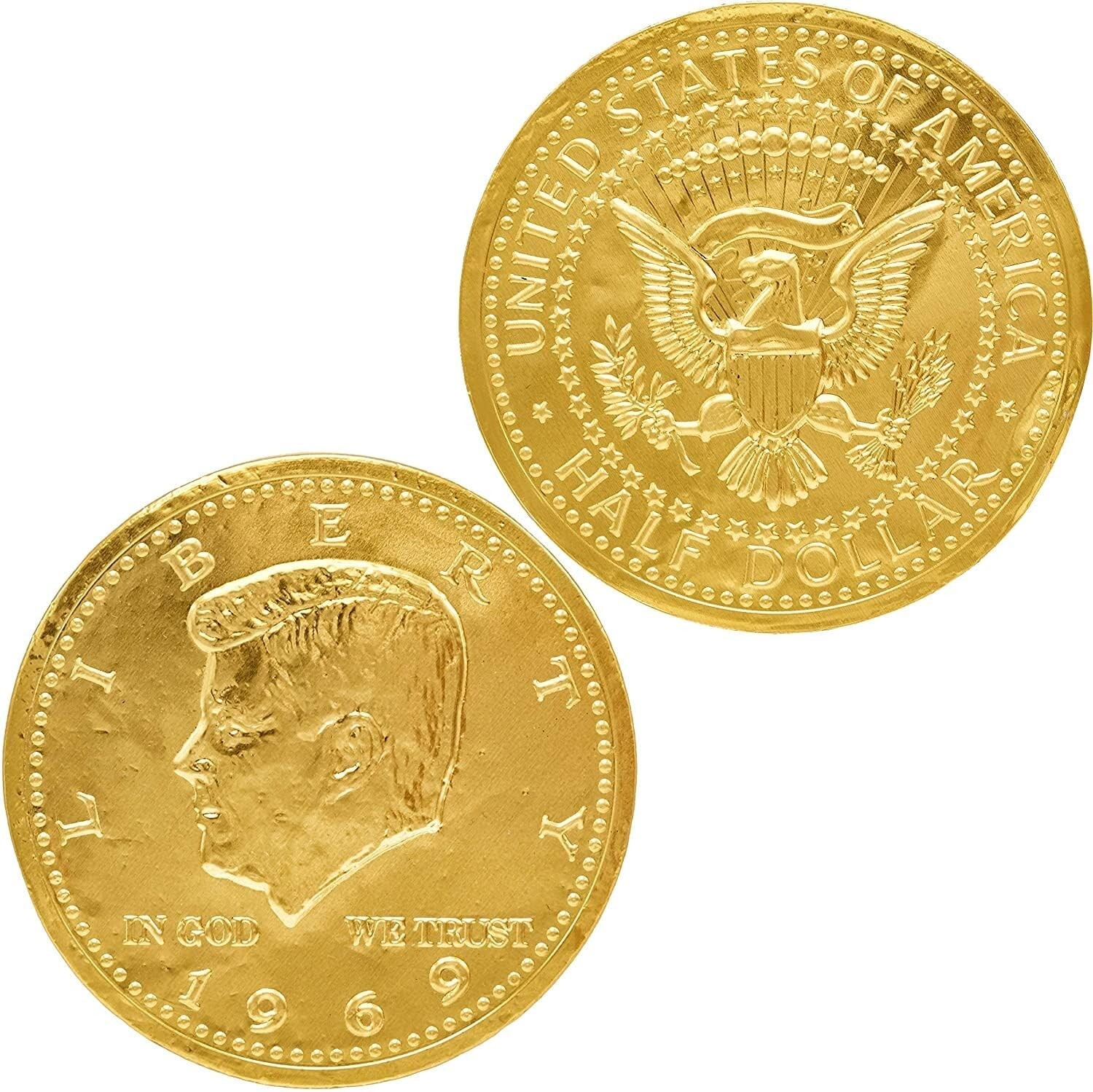 130 Pieces Gold Foil Wrapped Chocolate Kennedy Half Dollar Coins Easter Candy !