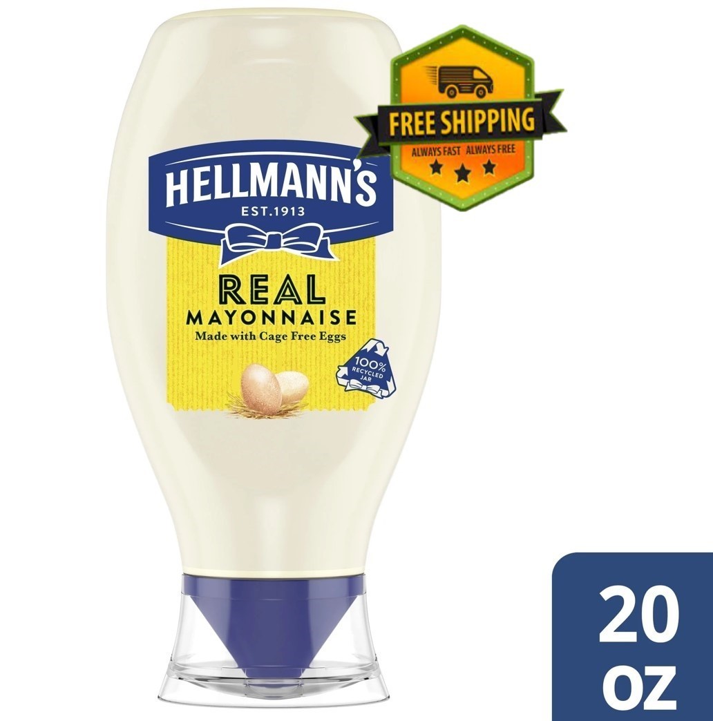 Hellmann’s Real Mayonnaise – Rich, Creamy, Gluten-Free in 20 oz Squeeze Bottle
