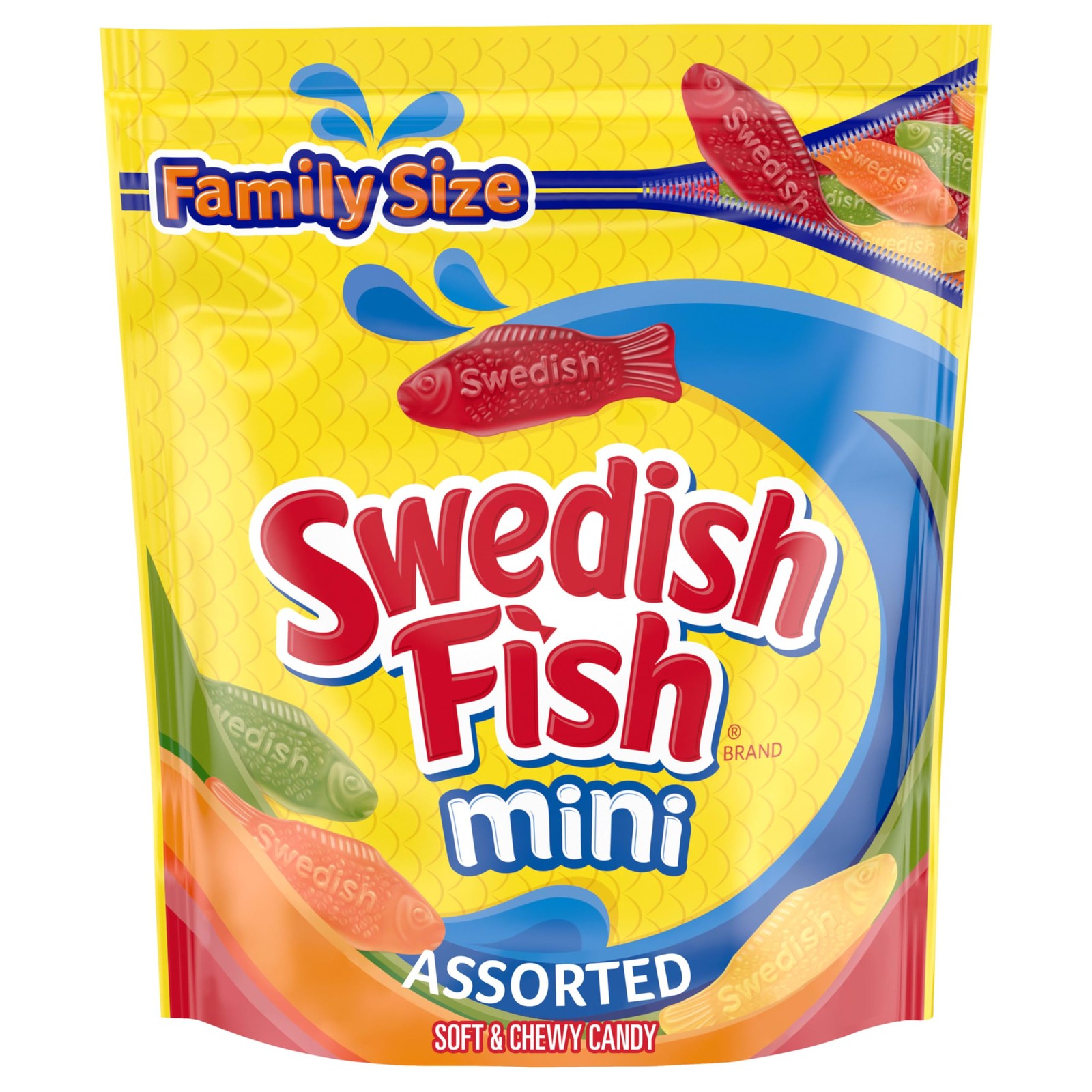 SWEDISH FISH Mini Assorted Soft & Chewy Gummy Candy, 1.8 Pound,