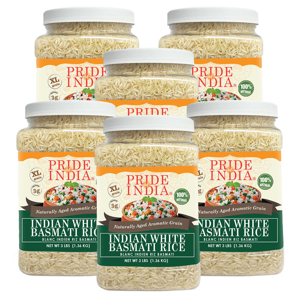 Extra Long Indian White Basmati Rice – Naturally Aged Aromatic Grain Jar