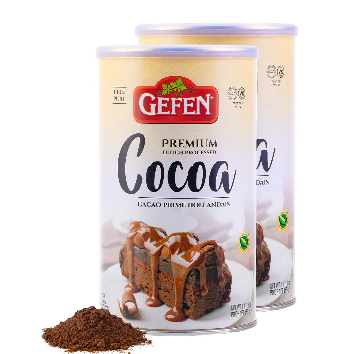 100% Pure Premium Dutch Processed Cocoa Powder, 16oz (2 Pack) | High-Fat (20%)