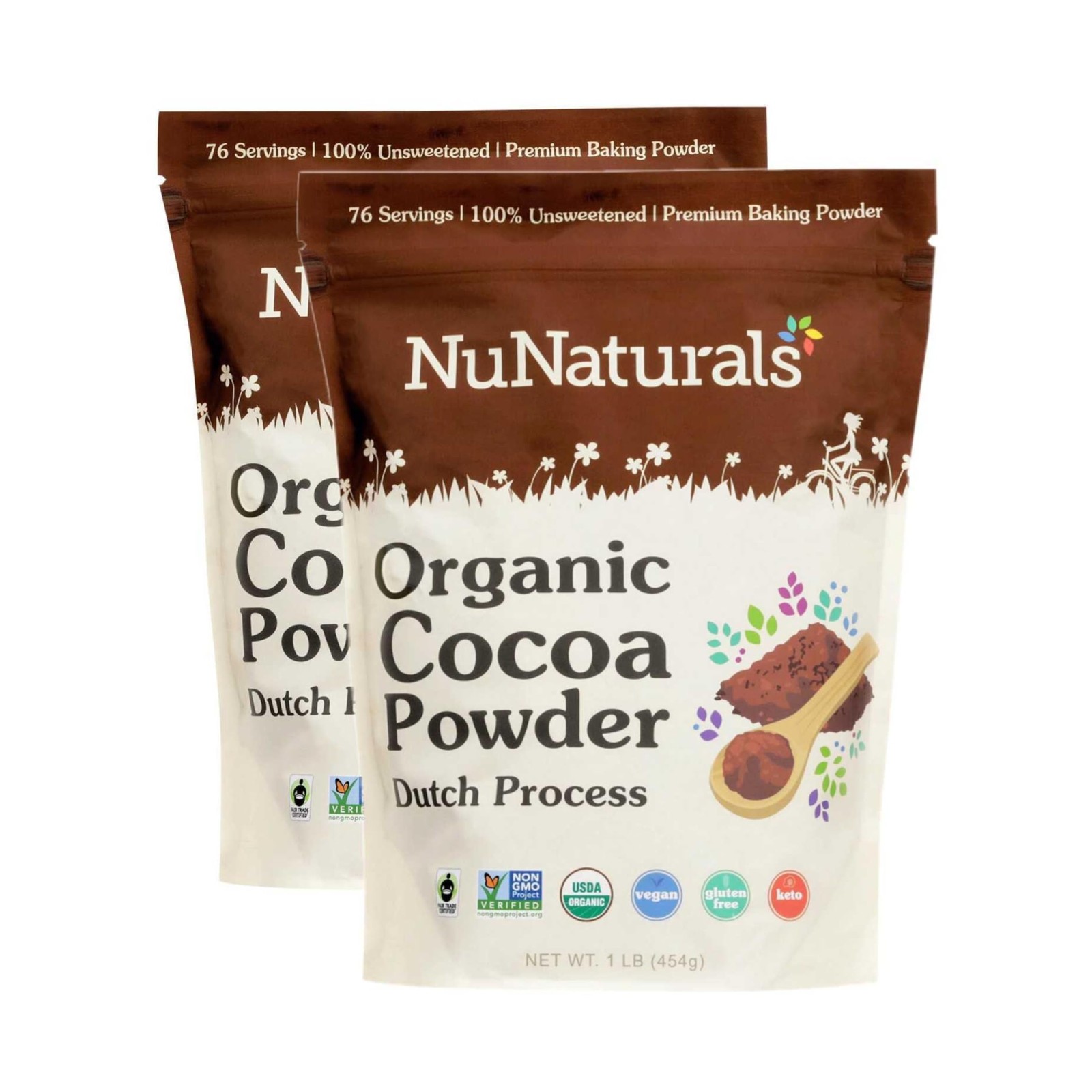 Cocoa Dutch Process Organic Fairtrade Certified 10-12%, 1 lb 2 Pack