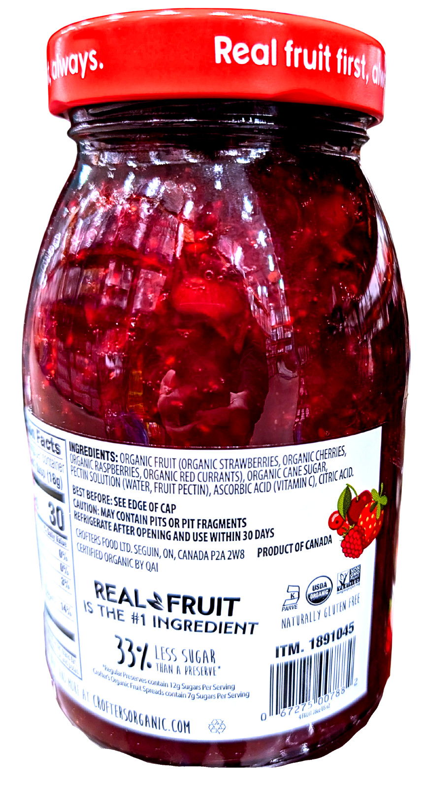 Crofter’s Organic Four Fruit Spread 28 Oz Jar EXP 01/2027