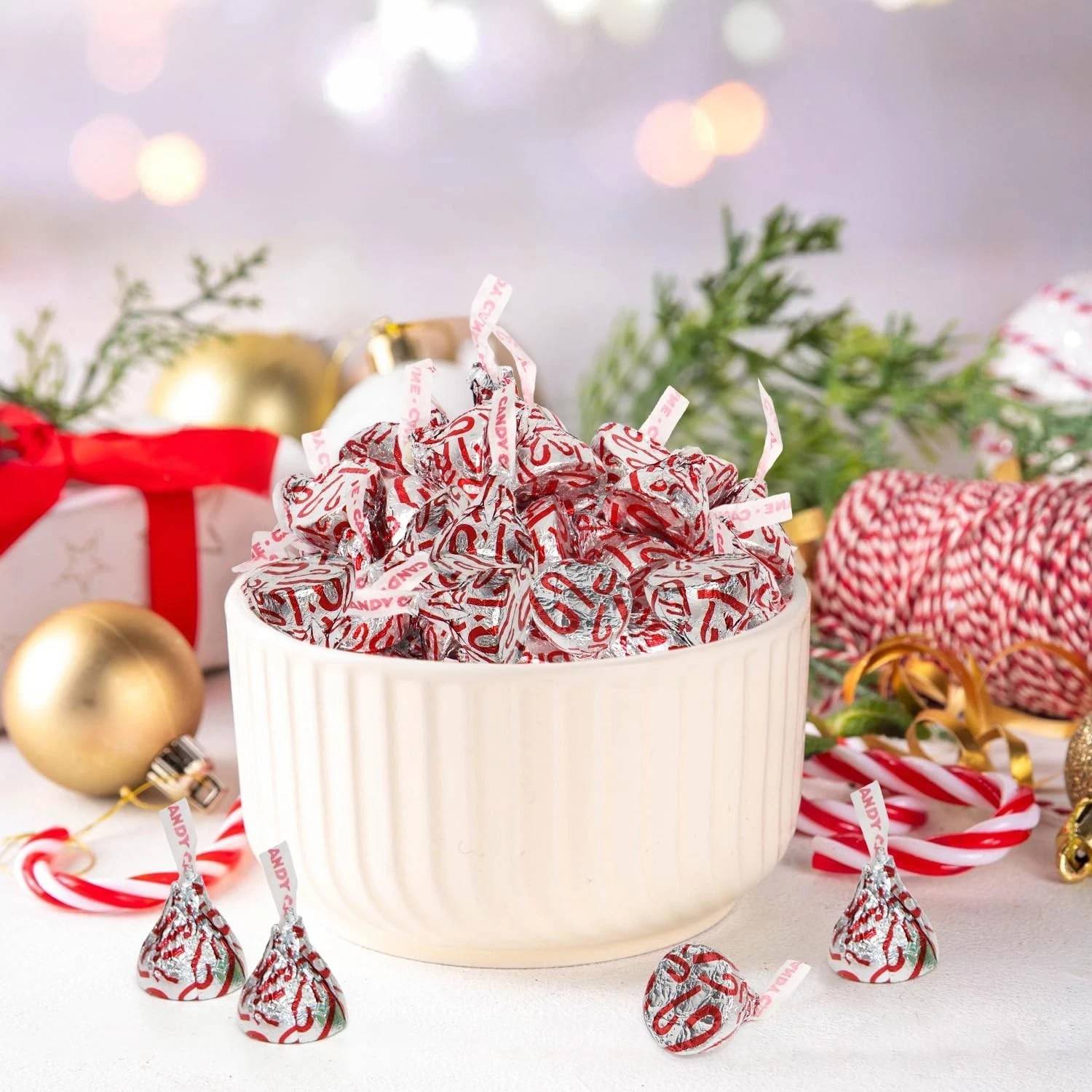 Hershey’s Kisses Candy Cane Mint With Stripes & Candy Bits Holiday (2 Pounds)