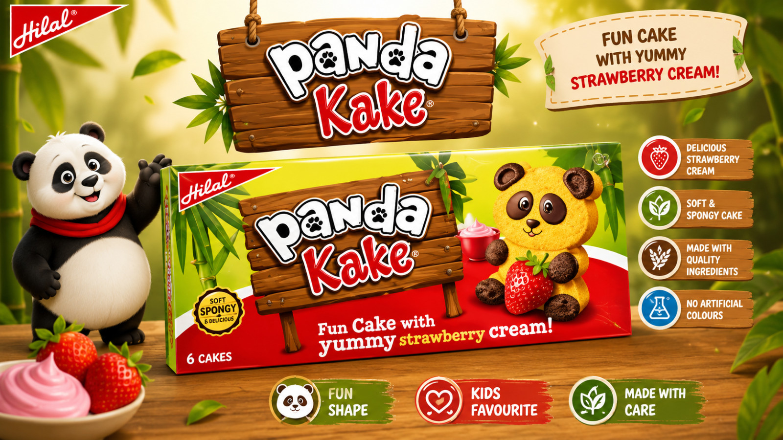 Panda Kake Strawberry Sponge Cakes 1 Box 8 Individually Wrapped Soft Snacks