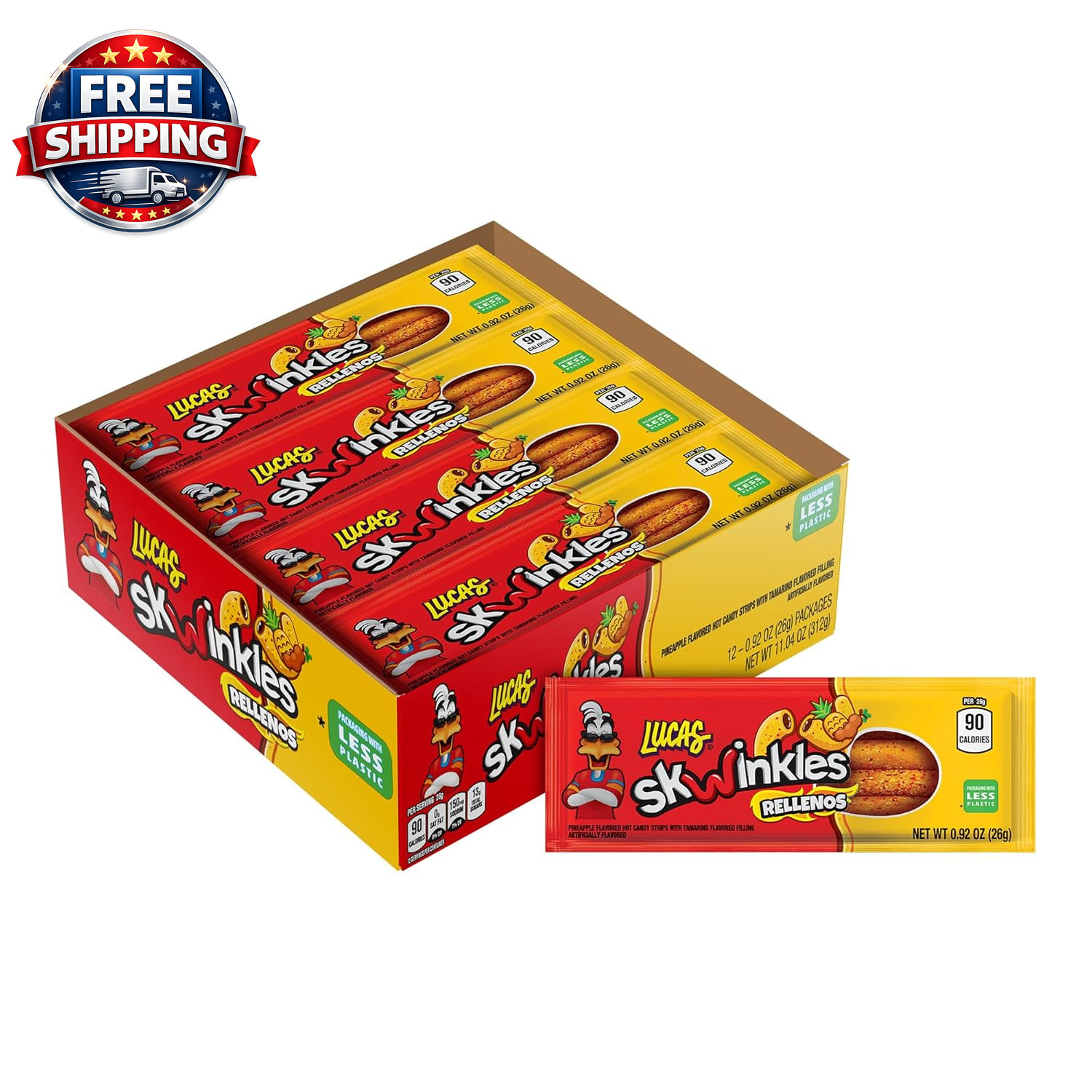Skwinkles Pineapple – Tamarind Filled Flavored Sweet & Sour Candy Strips, 0.92Oz