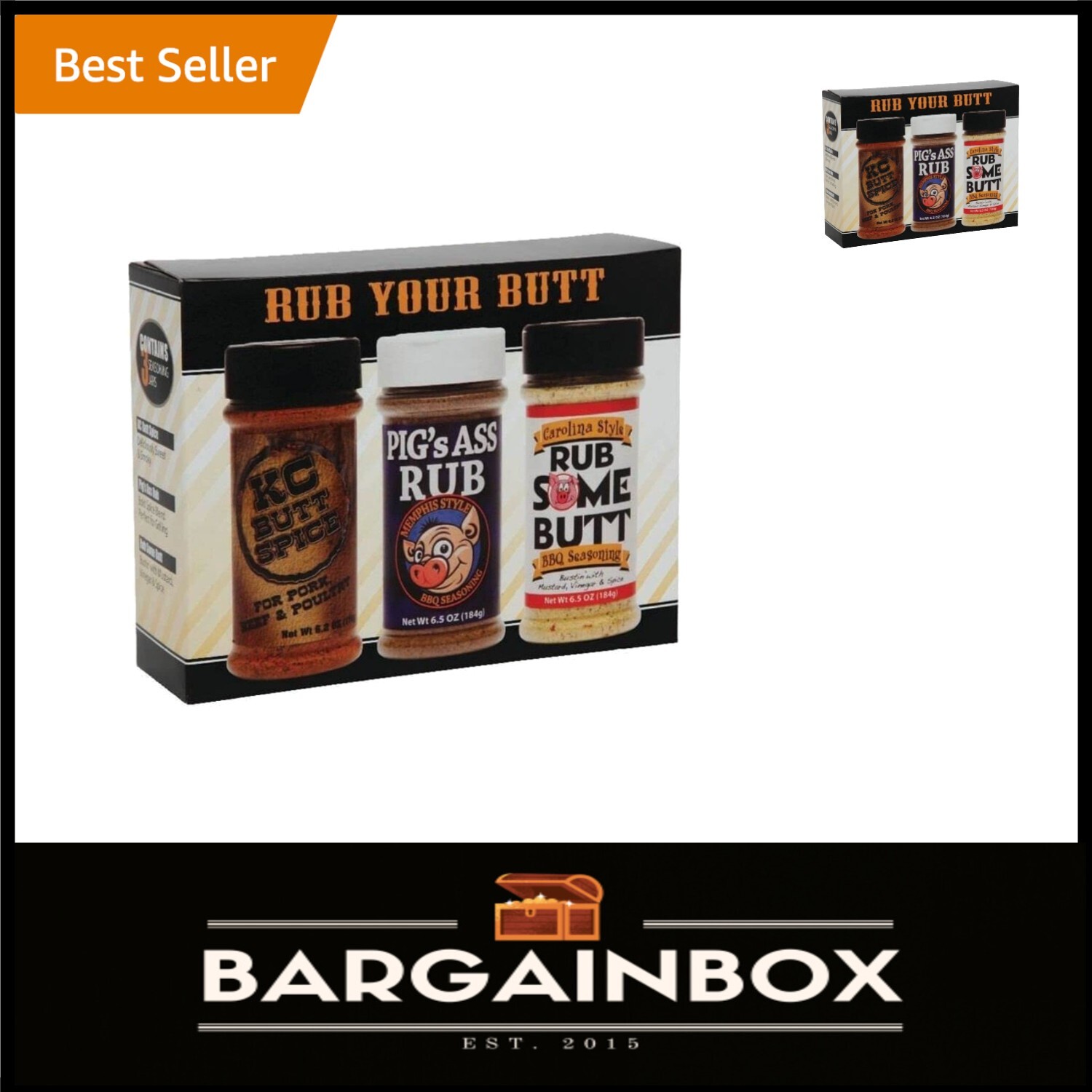 Flavorful BBQ Seasoning Gift Pack: Memphis & Carolina Style in 19.2 oz Bottles