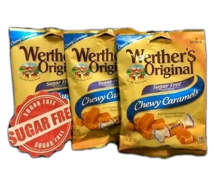 3 Werther’s Original SUGAR FREE Chewy Caramels LOT OF 3 BAGS