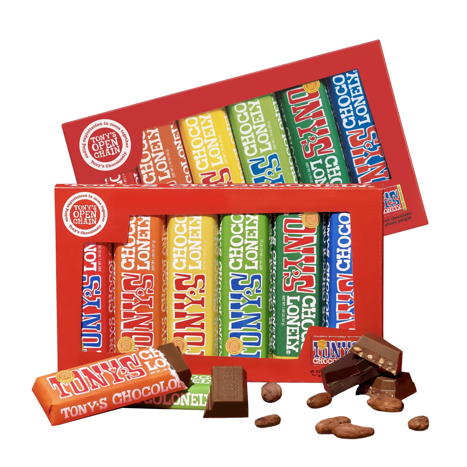 Tony’s Chocolonely Rainbow Chocolate Candy Bar Variety Pack, 12 Bars, 10.16 Oz