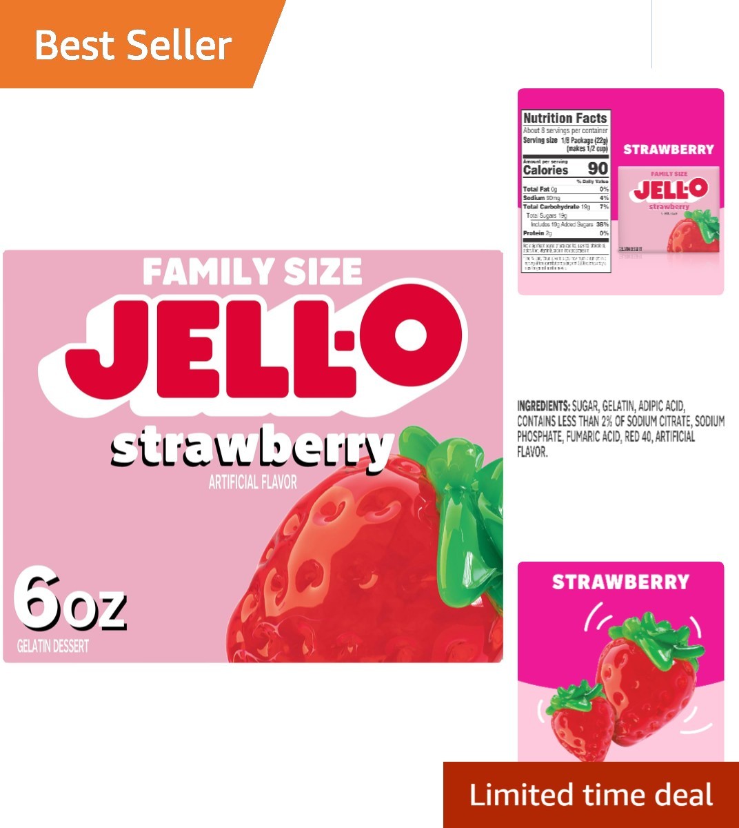 Family-Sized Strawberry Gelatin Dessert Mix – Easy 6 oz Treat for All Ages