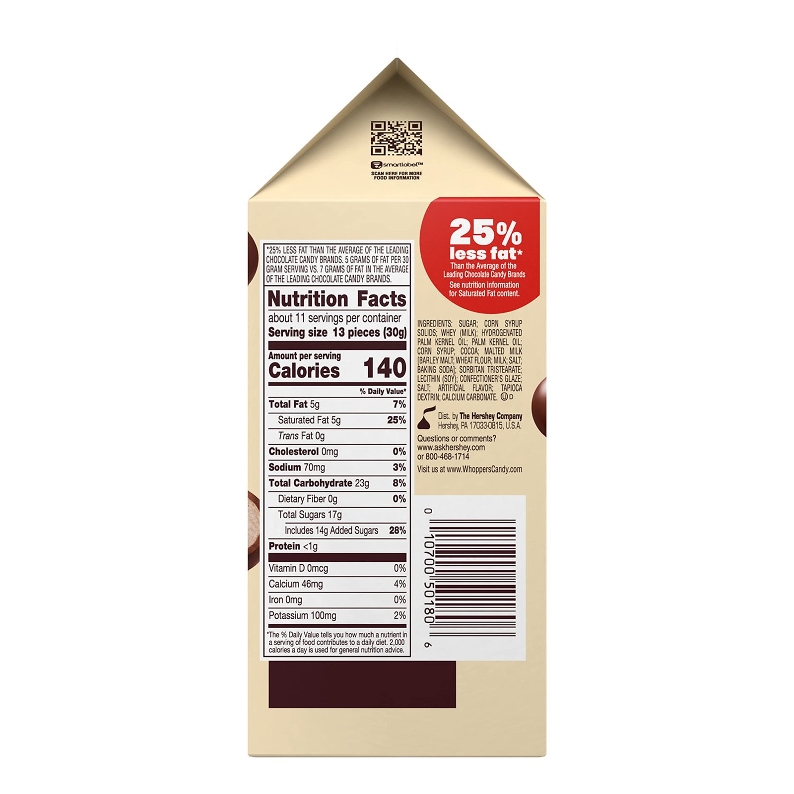 WHOPPERS The Original Malted Milk Balls, Movie Snack, Candy 12 oz. Carton