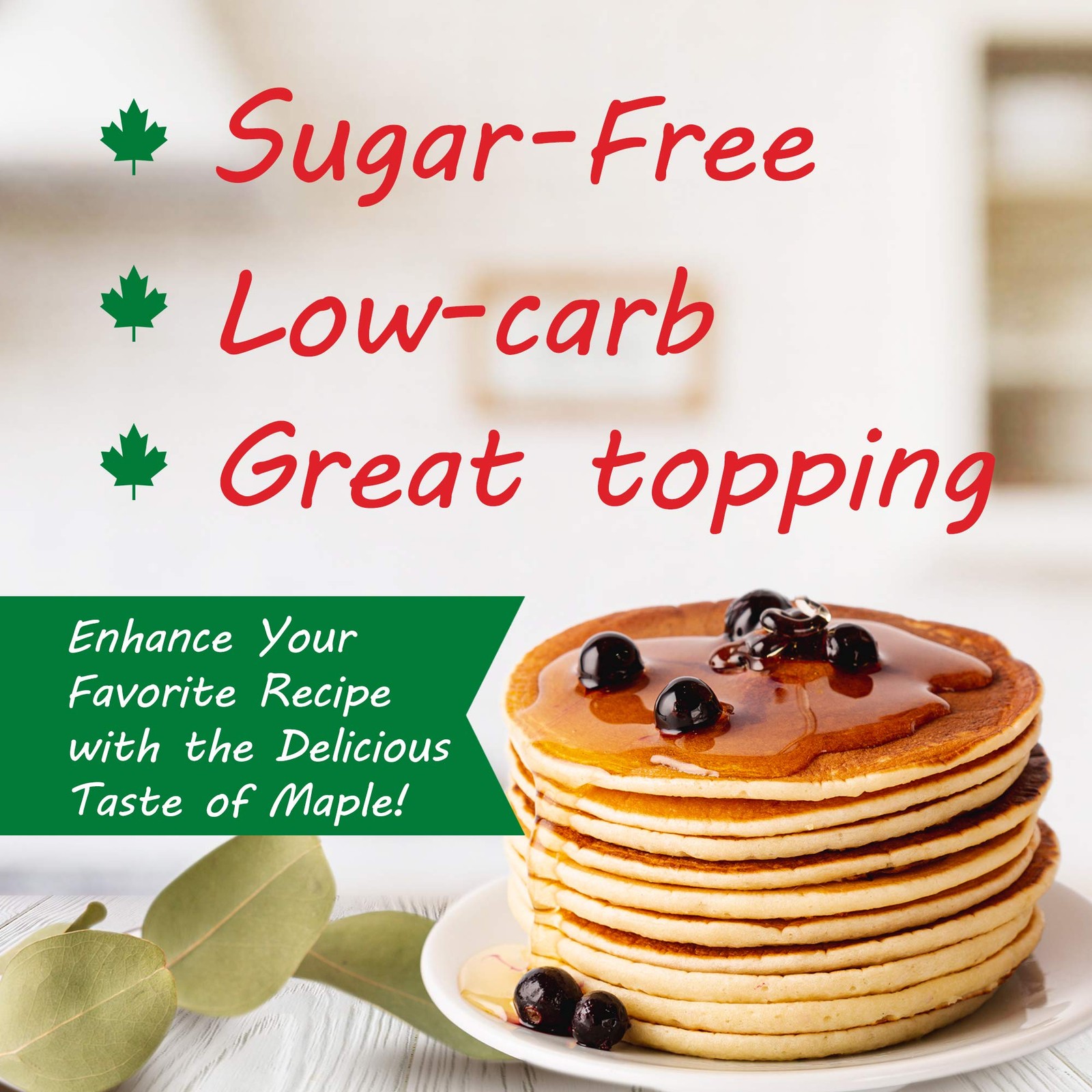 Sugar-Free Maple Syrup, 24 Ounce | Low-Calorie Sweetener Alternative