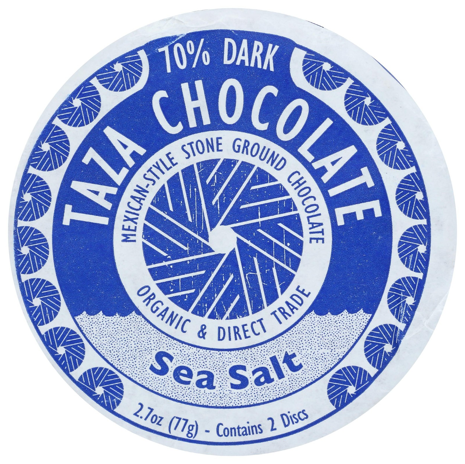 6x Taza Chocolates Organic Sea Salt Chocolate Mexican-Style Disc, 2.7 Oz
