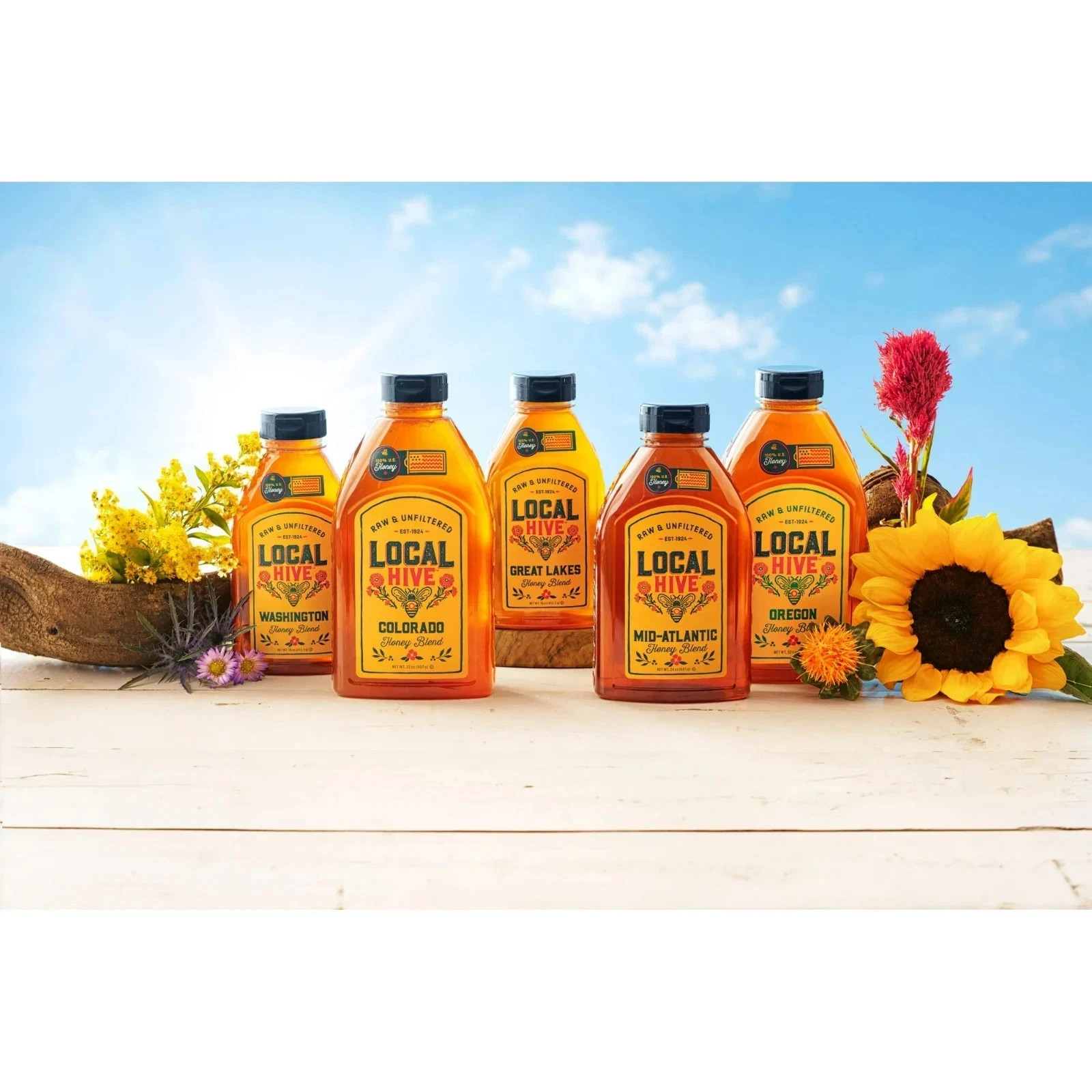 Local Hive, Raw & Unfiltered, 100% U.S. Great Lakes Honey blend, 16 Oz Bottle…