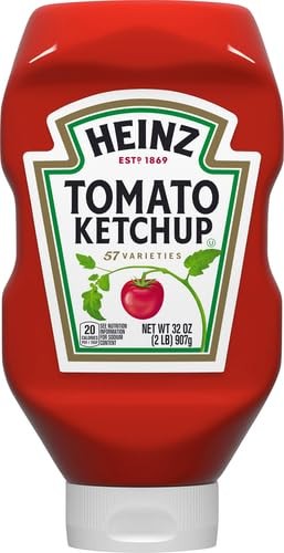 Heinz Tomato Ketchup Inverted Squeeze Bottle, 1 32 Ounce (Pack of 1), red