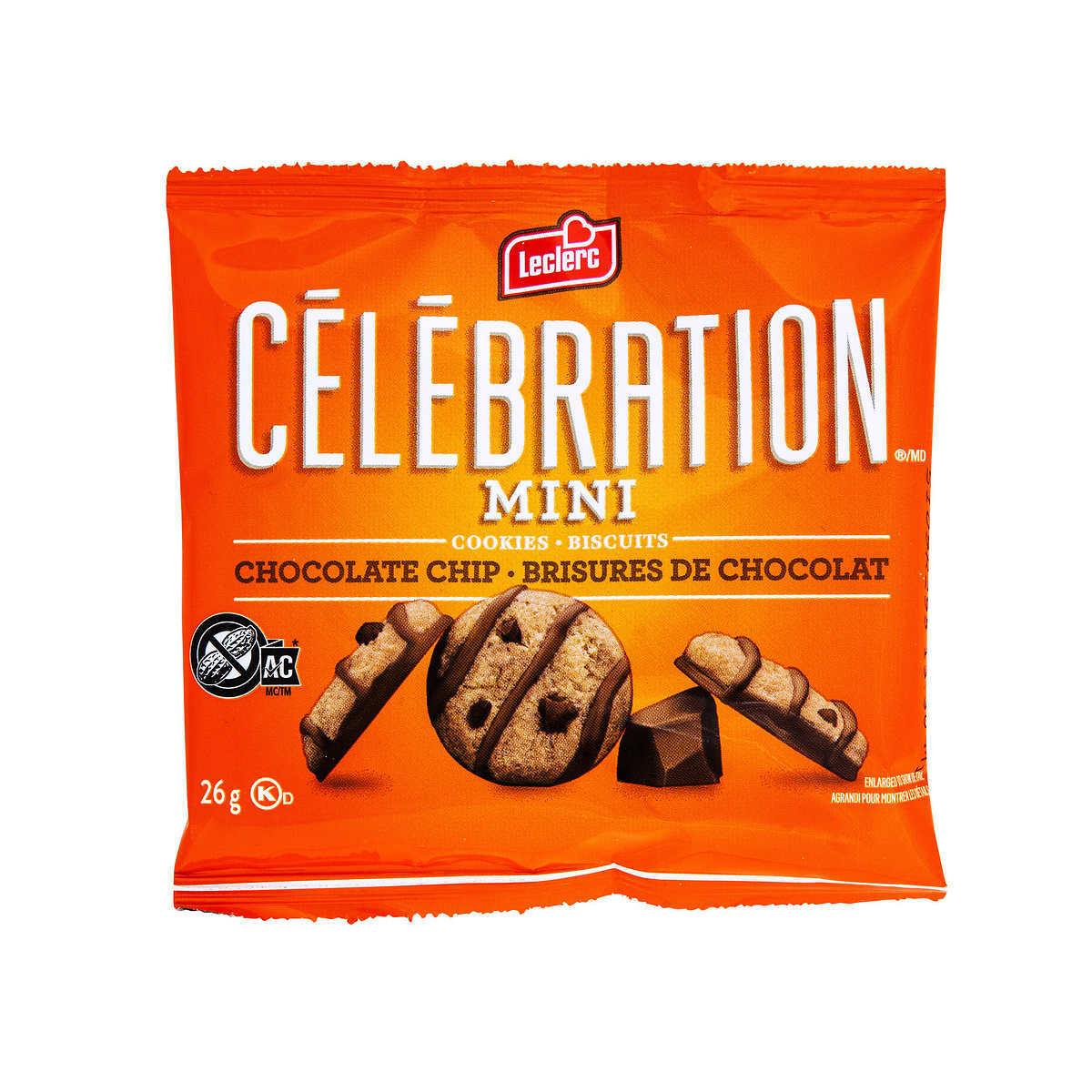 Leclerc Celebration Mini Chocolate Chip Cookies,780g Box- 30 Count 26g Each Bag