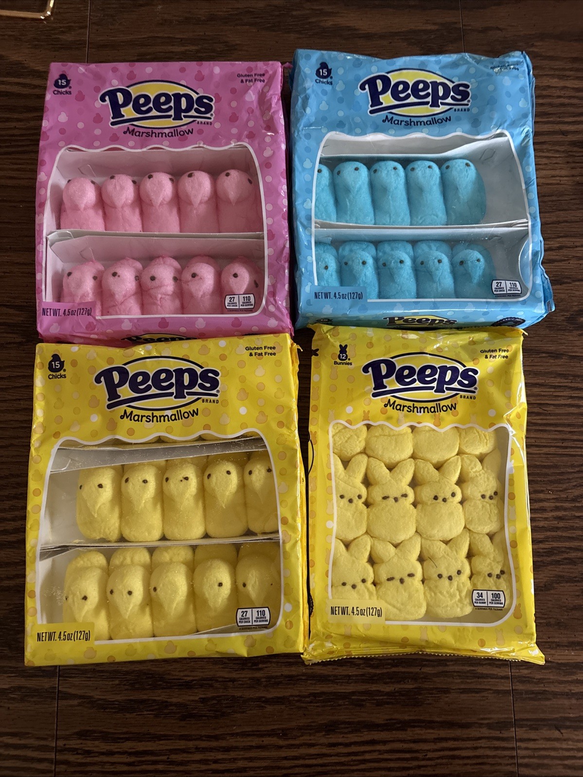 Marshmallow Peeps Yellow Chicks, 4.5oz, Best By 11/2027 4pk.