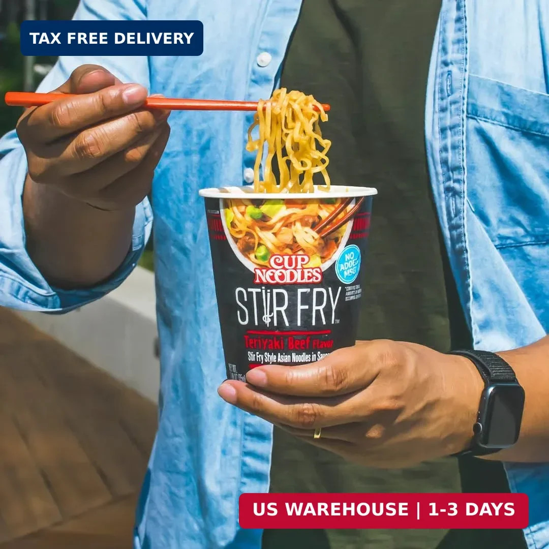 Nissin Cup Noodles Stir Fry Noodles in Sauce, Teriyaki Beef, 3 Ounce (Pack of 6)