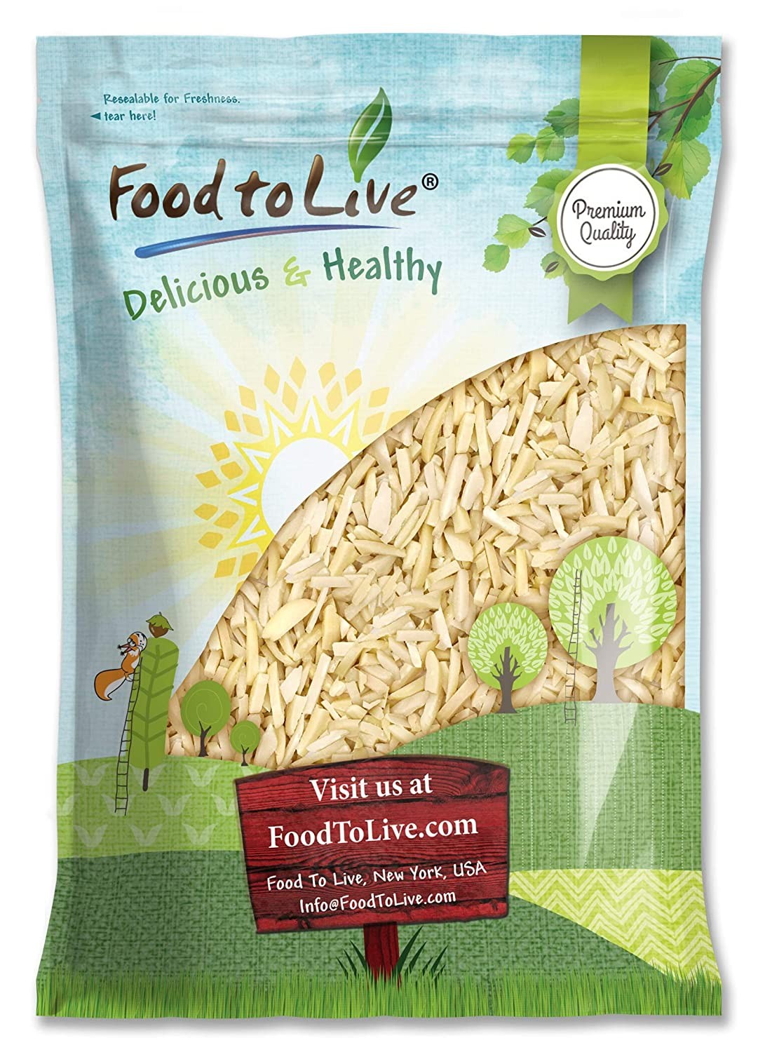 Blanched Slivered Almonds – Kosher, Vegan – by Food To Live