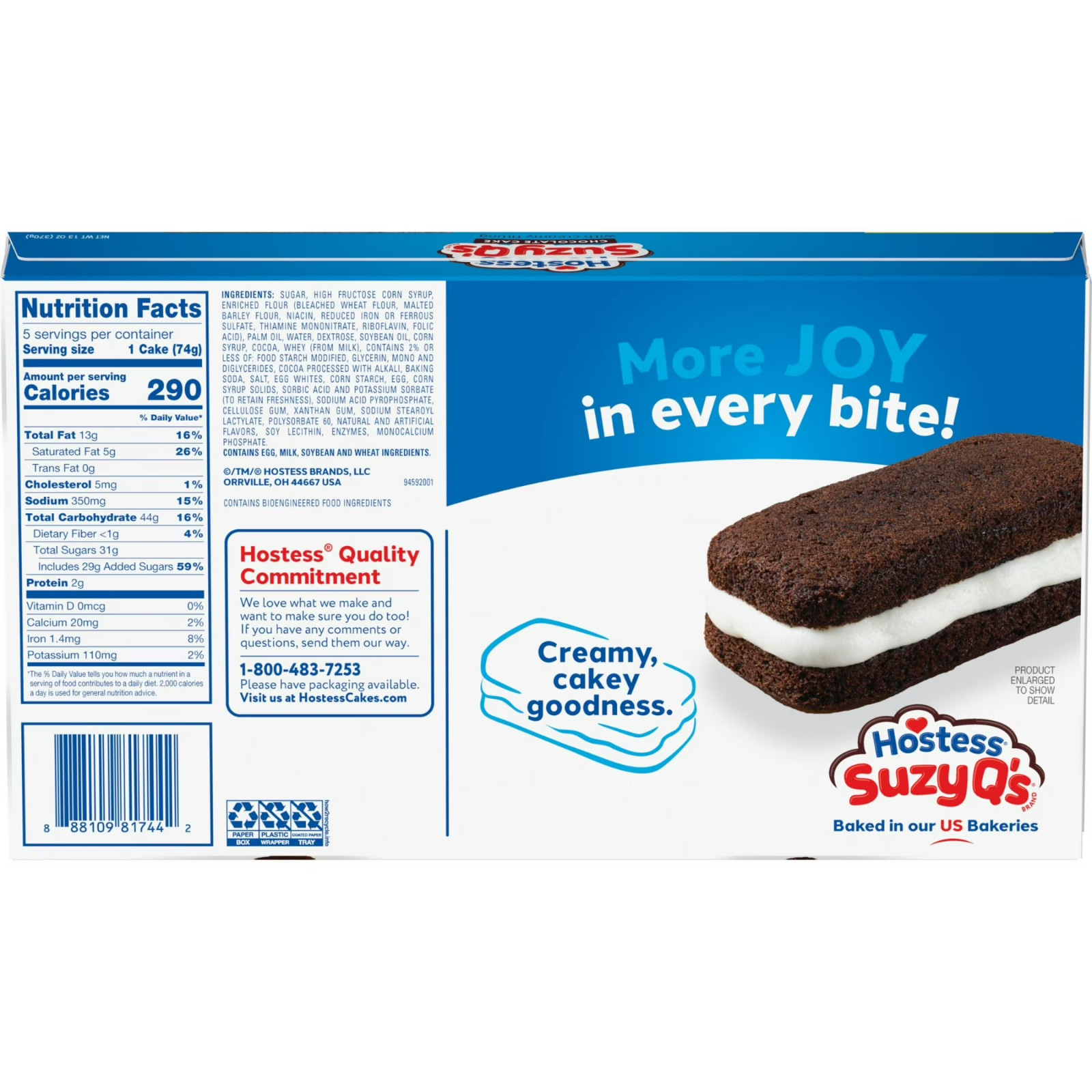Suzy Q’s Chocolate Snack Cakes with Creamy Filling, 13 oz (5 Count) pack of 2