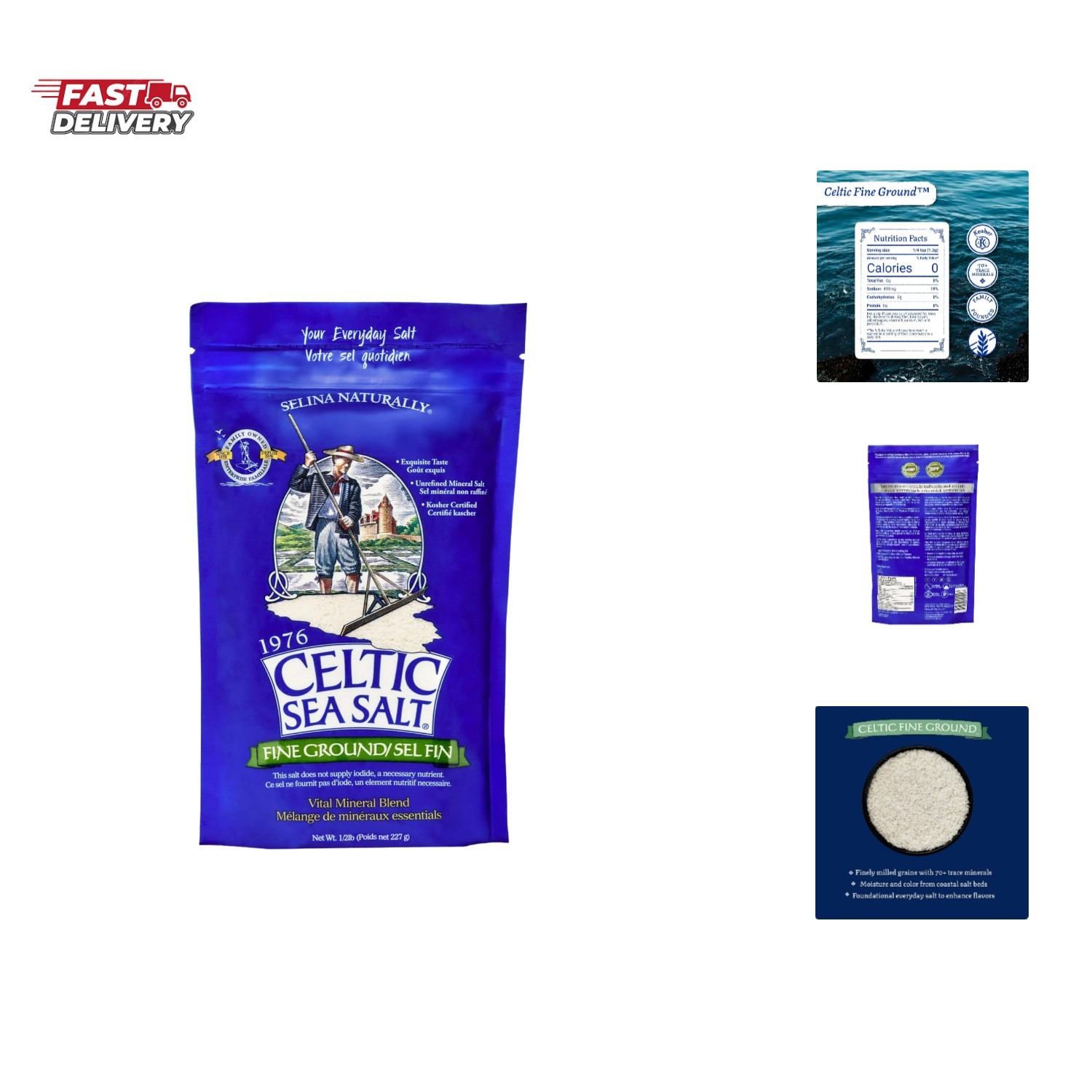 Celtic Sea Salt Fine Ground – Natural Mineral Salt, Sustainably Harvested, GM…