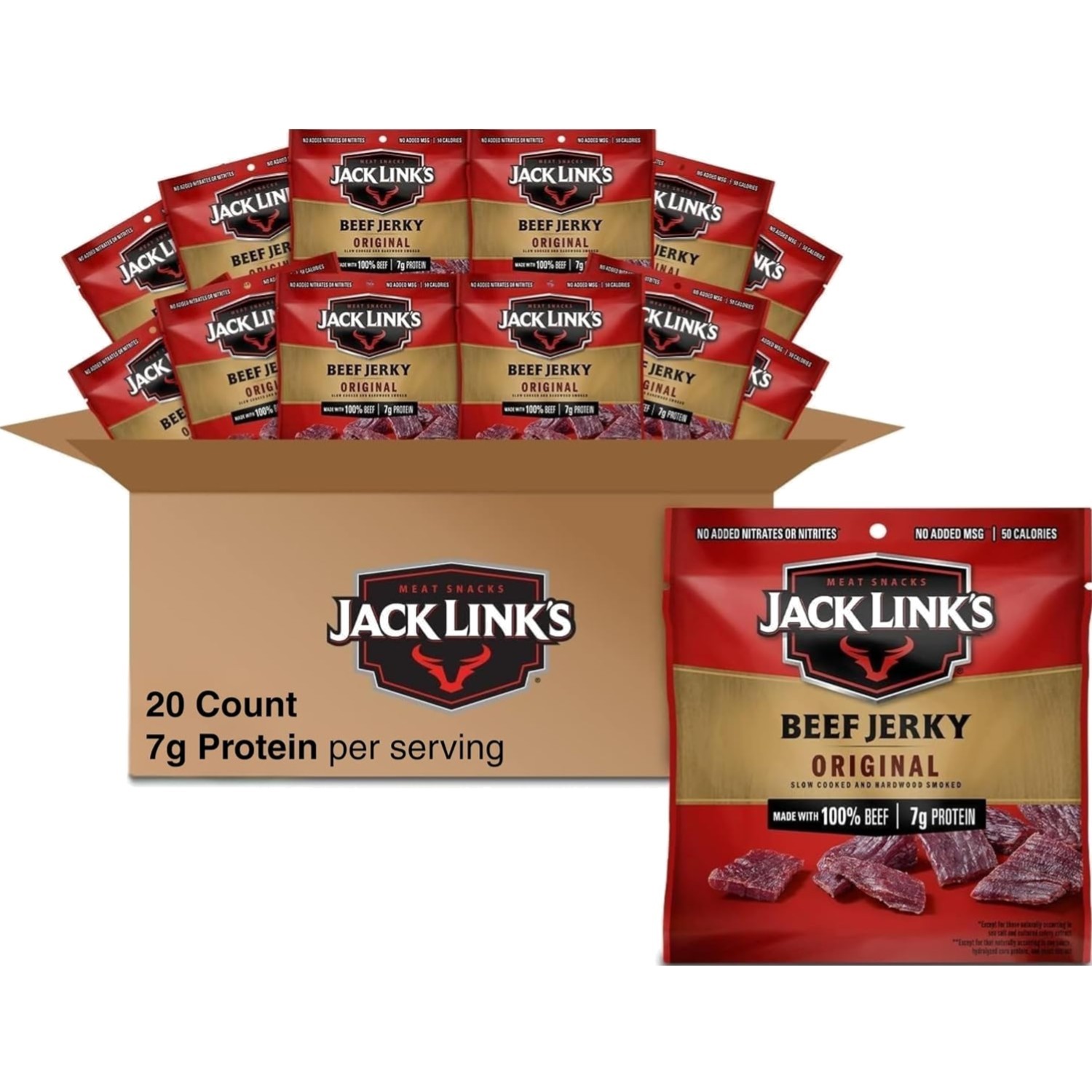 Beef Jerky Pack Made with 100% Real Beef 20 Single Serve Bags
