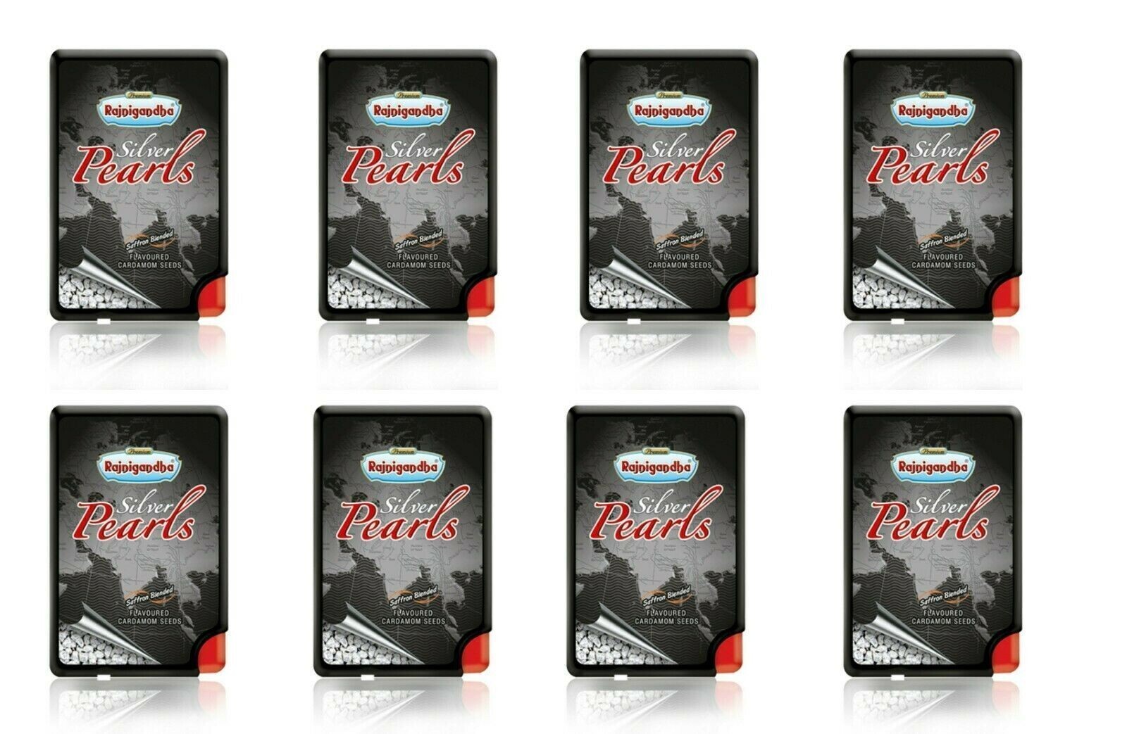 Rajnigandha Cardamom Seed Mouth Freshener Silver Pearls Saffron Pack of 8Pcs