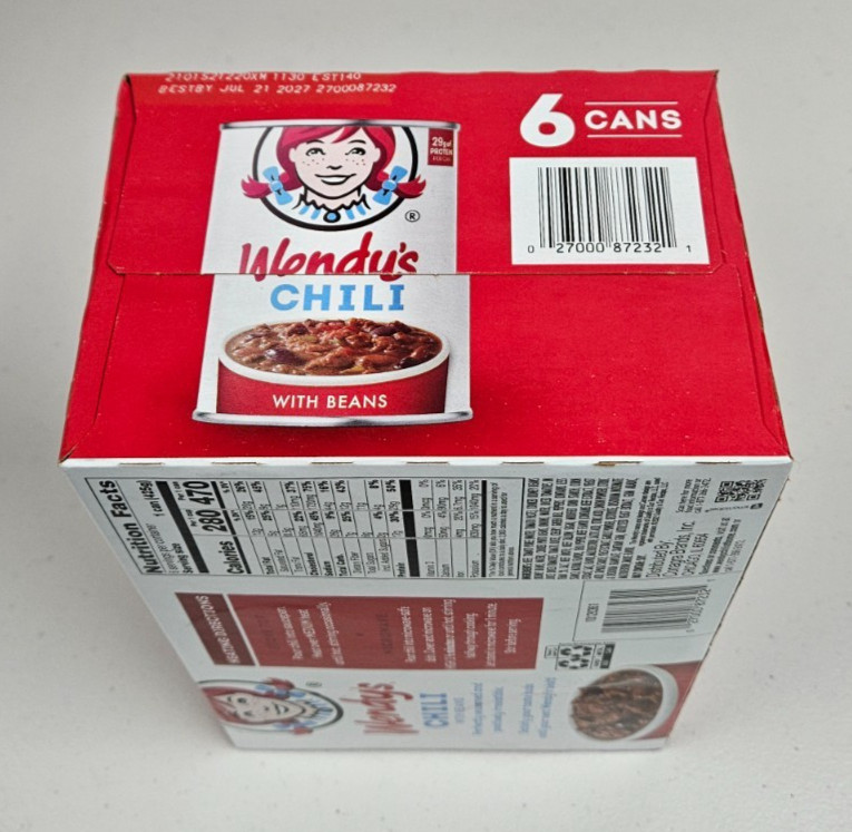 Wendy’s Chili with Beans 15oz Cans 6 Pack Ready-to-Eat Hearty Meal Exp 07/2027