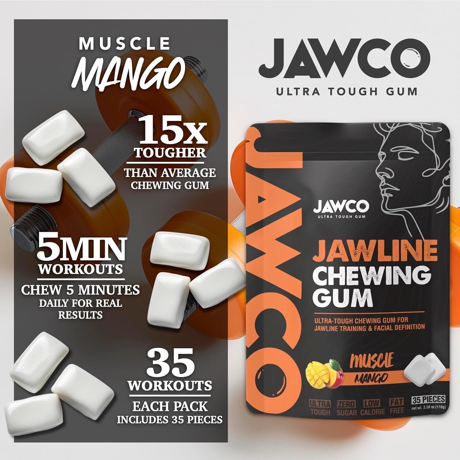 Powerful Facial Fitness Chewing Gum – 35 Daily Workouts for Jawline Definition