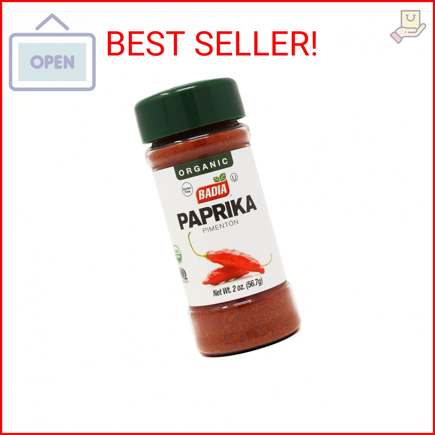 Badia Organic Paprika, 2 oz – Sweet & Smoky Flavor, Ground Red Pepper for Cookin