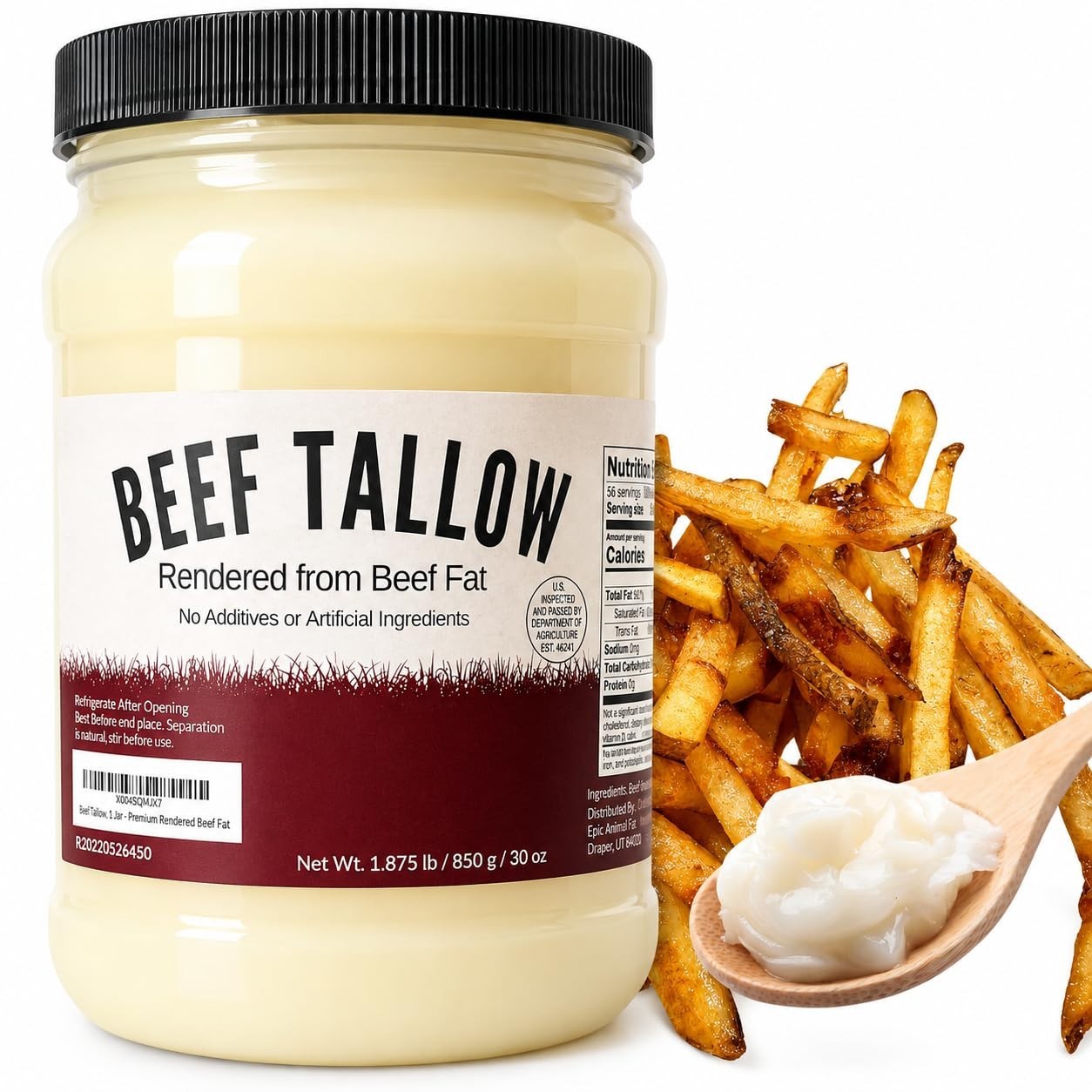 30 oz Hormone-Free Beef Tallow – Versatile Cooking Fat for Keto-Friendly Dishes