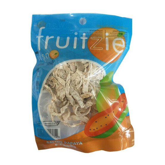 Fruitzie Dried Salted Papaya Thai Fruit Snack for Camping Party 1.76 oz. 50g.